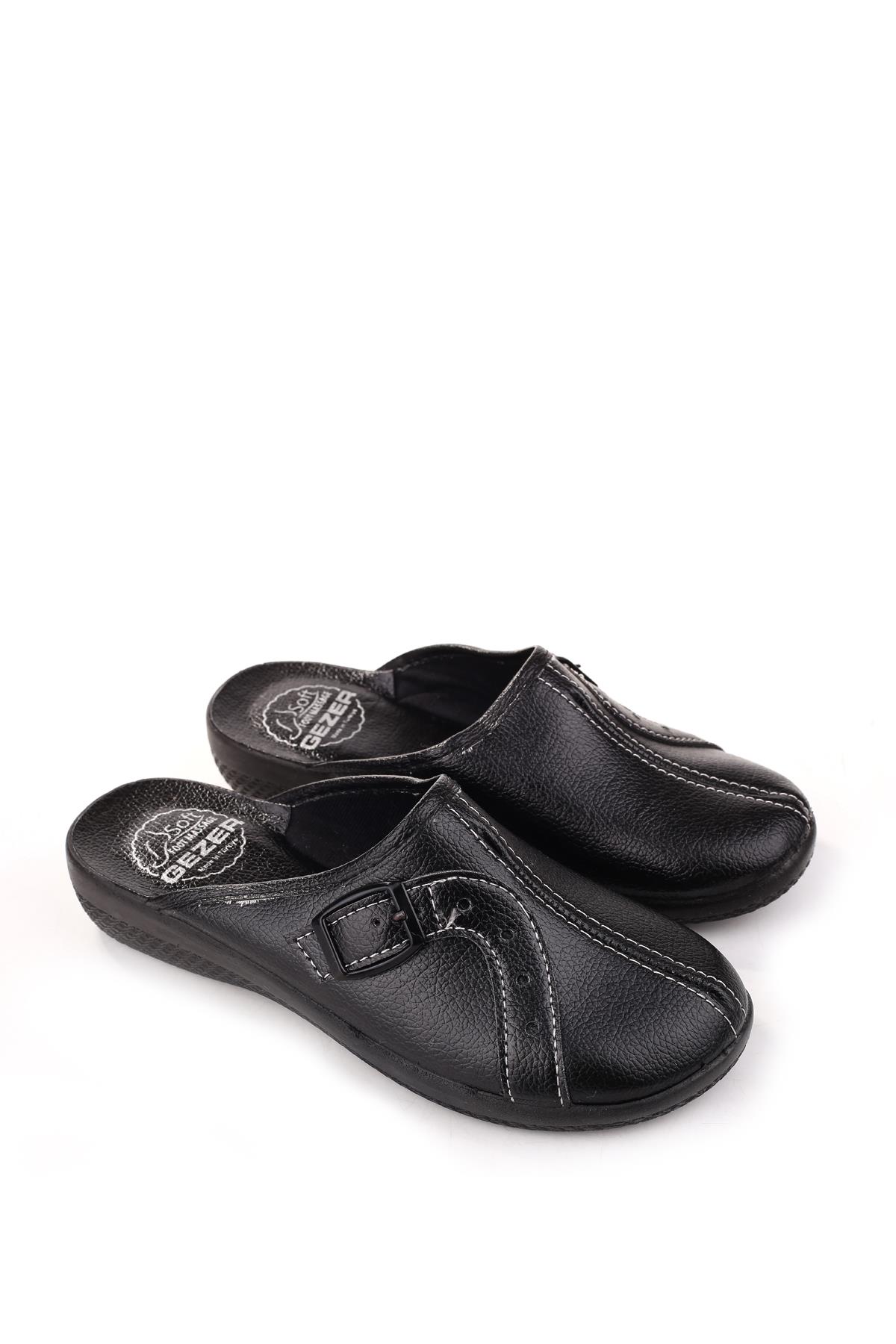 Gezer Gezer Siyah 16186 Soft Masaj Taban Sabo Önü Kapalı Günlük Kadın Terlik Sandalet & Terlik | Flo Siyah - 2. görsel