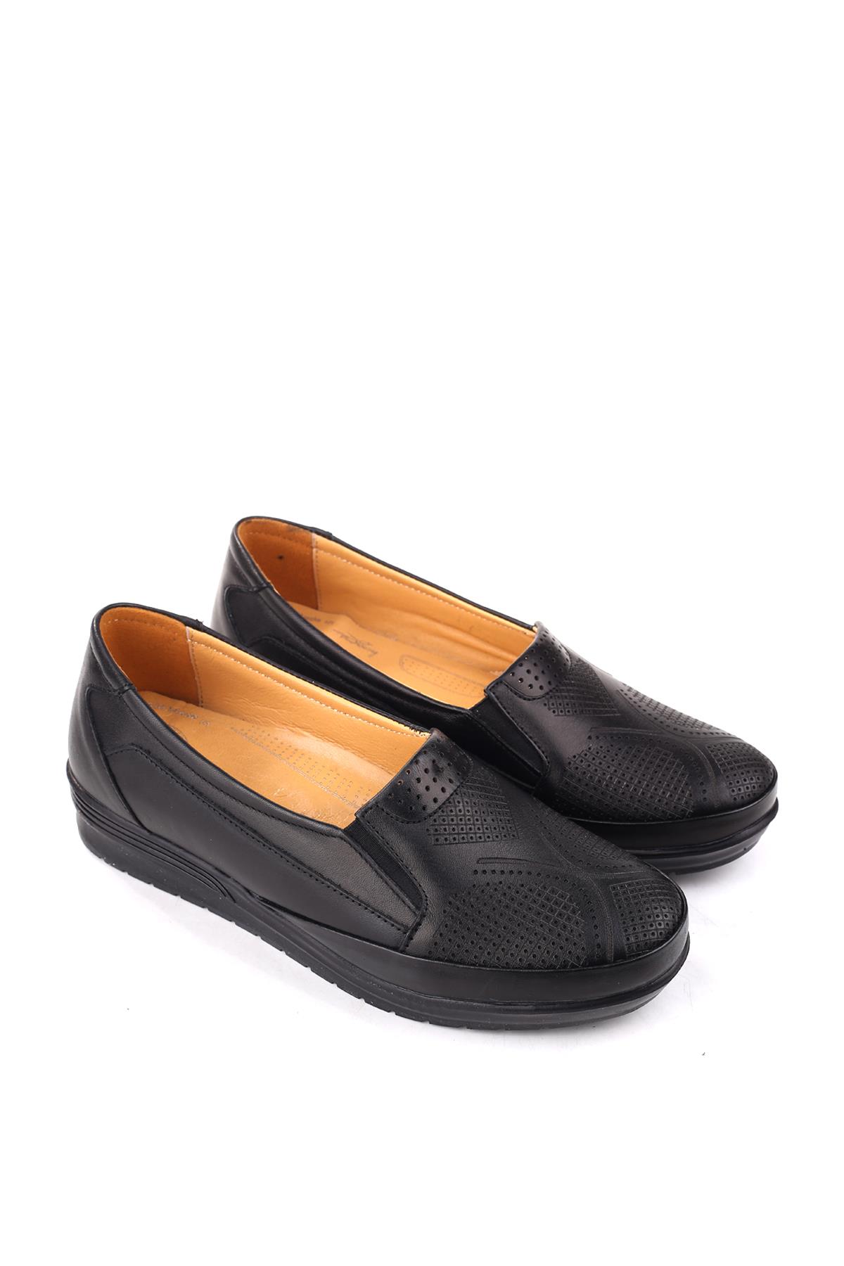 4566 Kadın Ortopedik Kauçuk Taban Deri Ayakkabı - Görsel 3