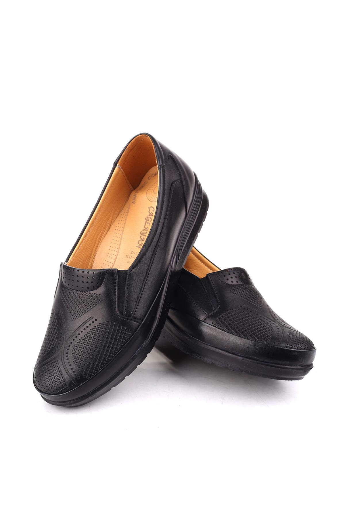 4566 Kadın Ortopedik Kauçuk Taban Deri Ayakkabı - Görsel 4