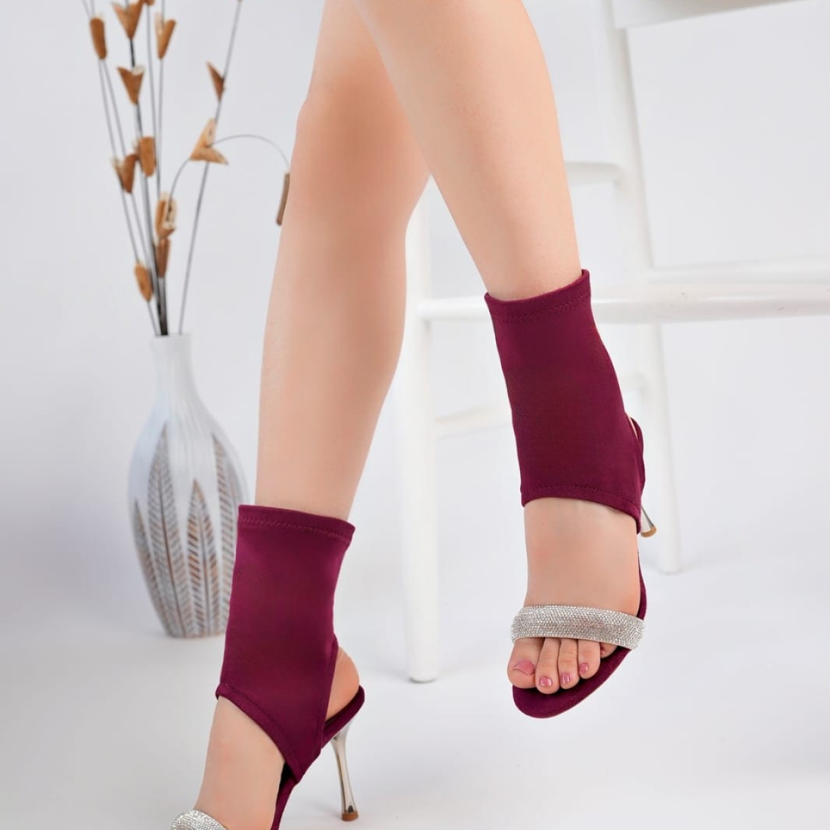 Bordo Süet Kadın Booite - Görsel 3