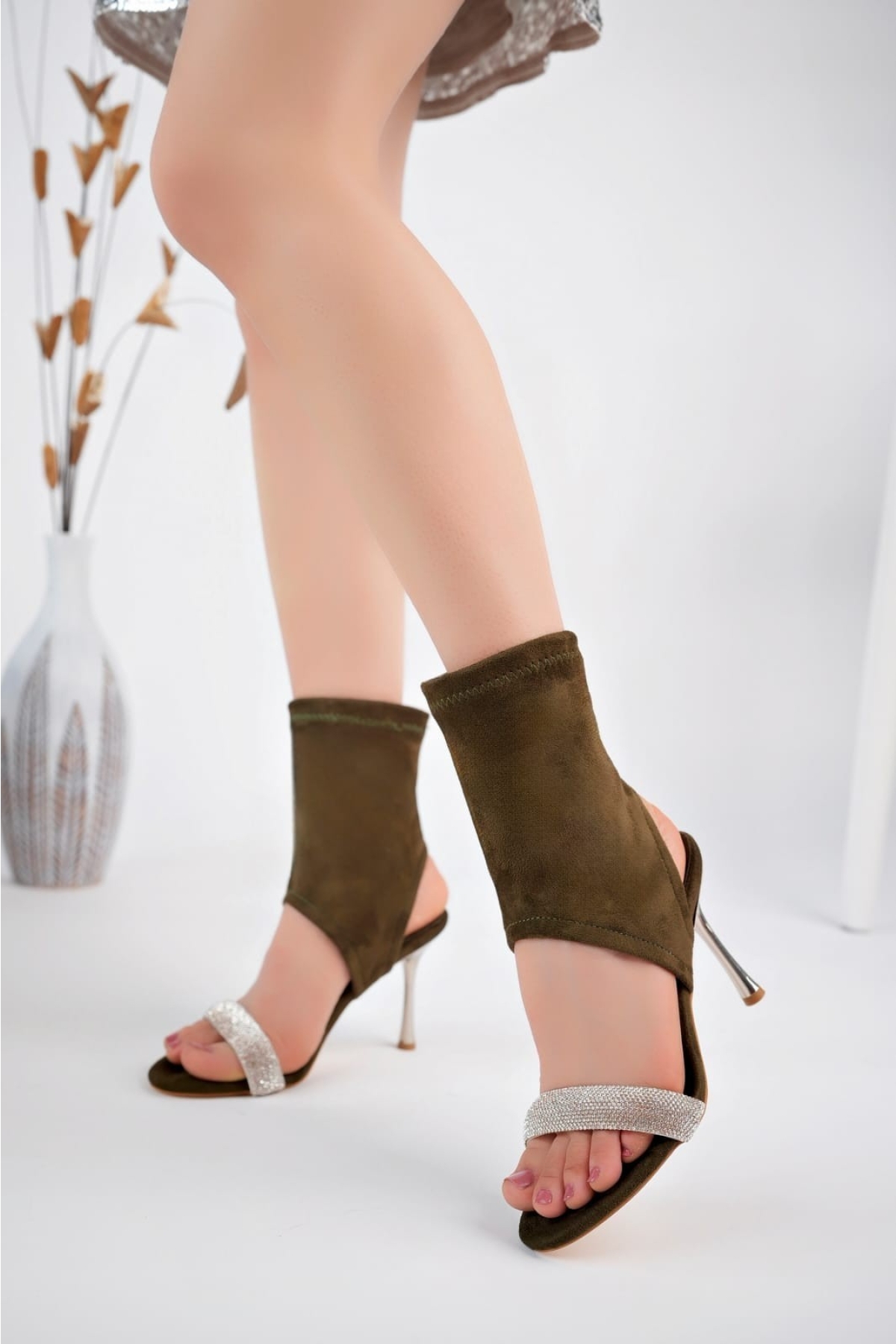 Yeşil Süet Kadın Booite - Görsel 2