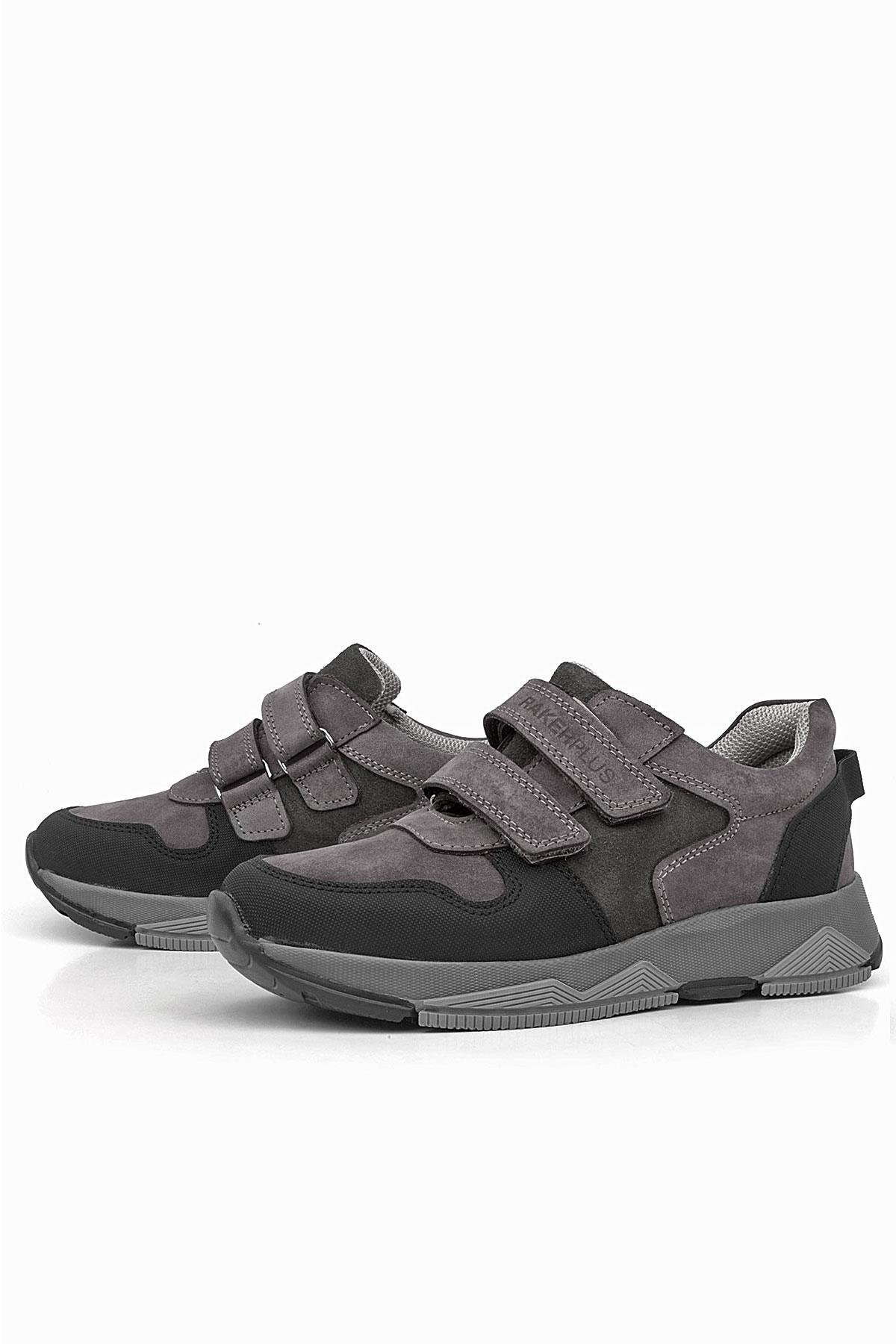 Hakiki Deri Gri Çocuk Sneakers Spor Ayakkabı - Görsel 5