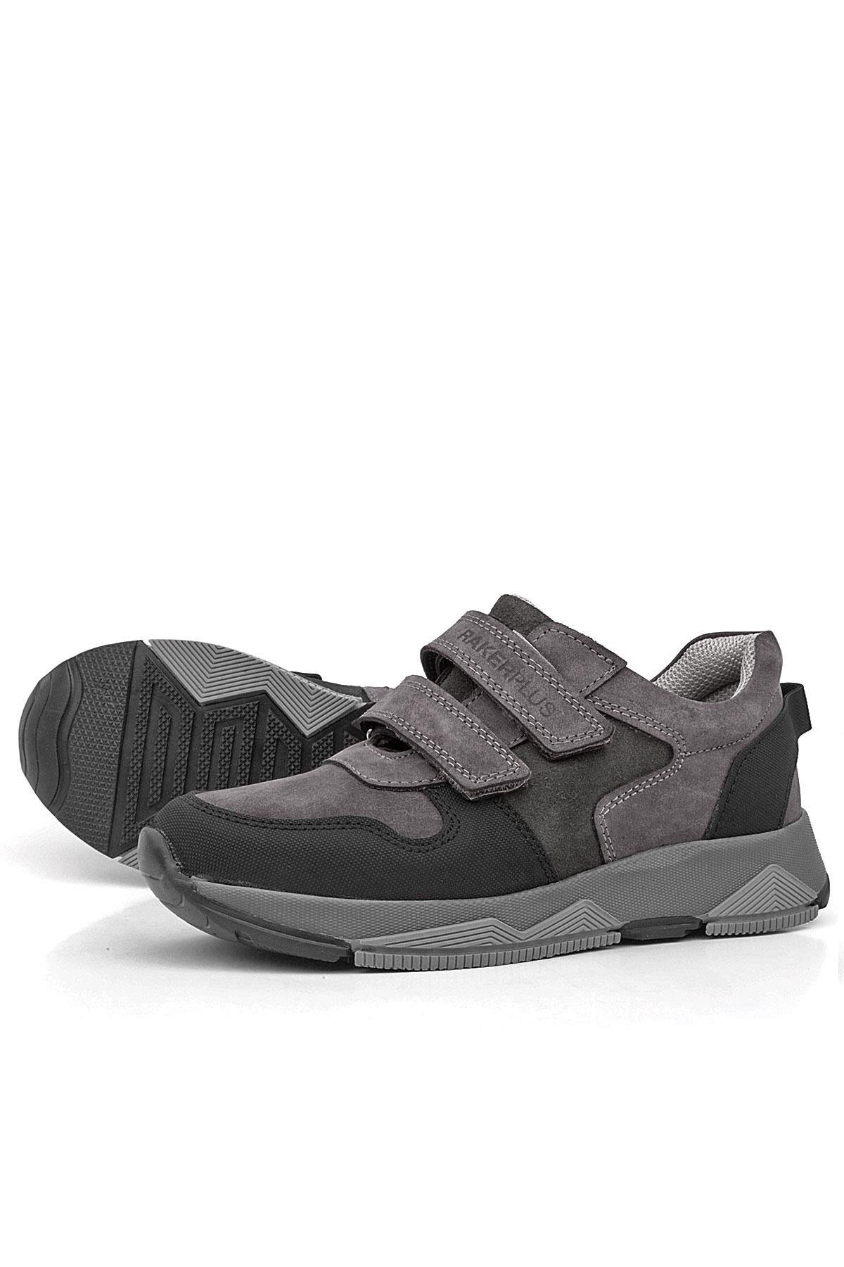 Hakiki Deri Gri Çocuk Sneakers Spor Ayakkabı - Görsel 6