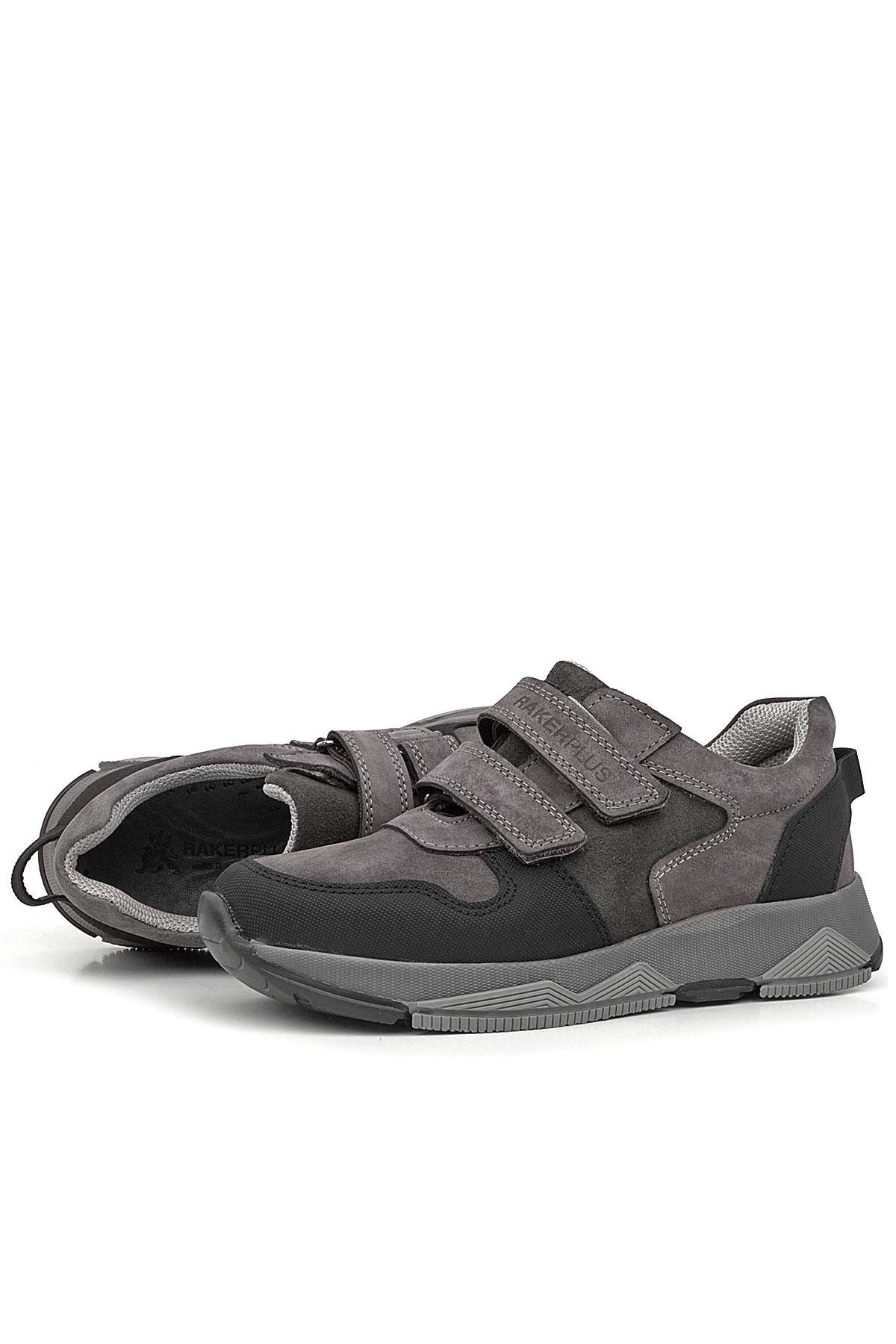 Hakiki Deri Gri Çocuk Sneakers Spor Ayakkabı - Görsel 7