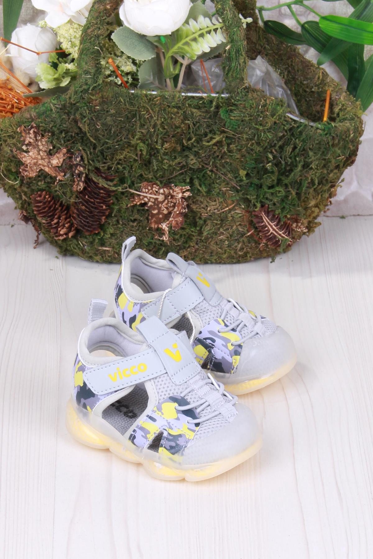 321.E24Y.211 Monrovia Gri Rahat Esnek Işıklı Erkek Çocuk Sandalet - Görsel 2