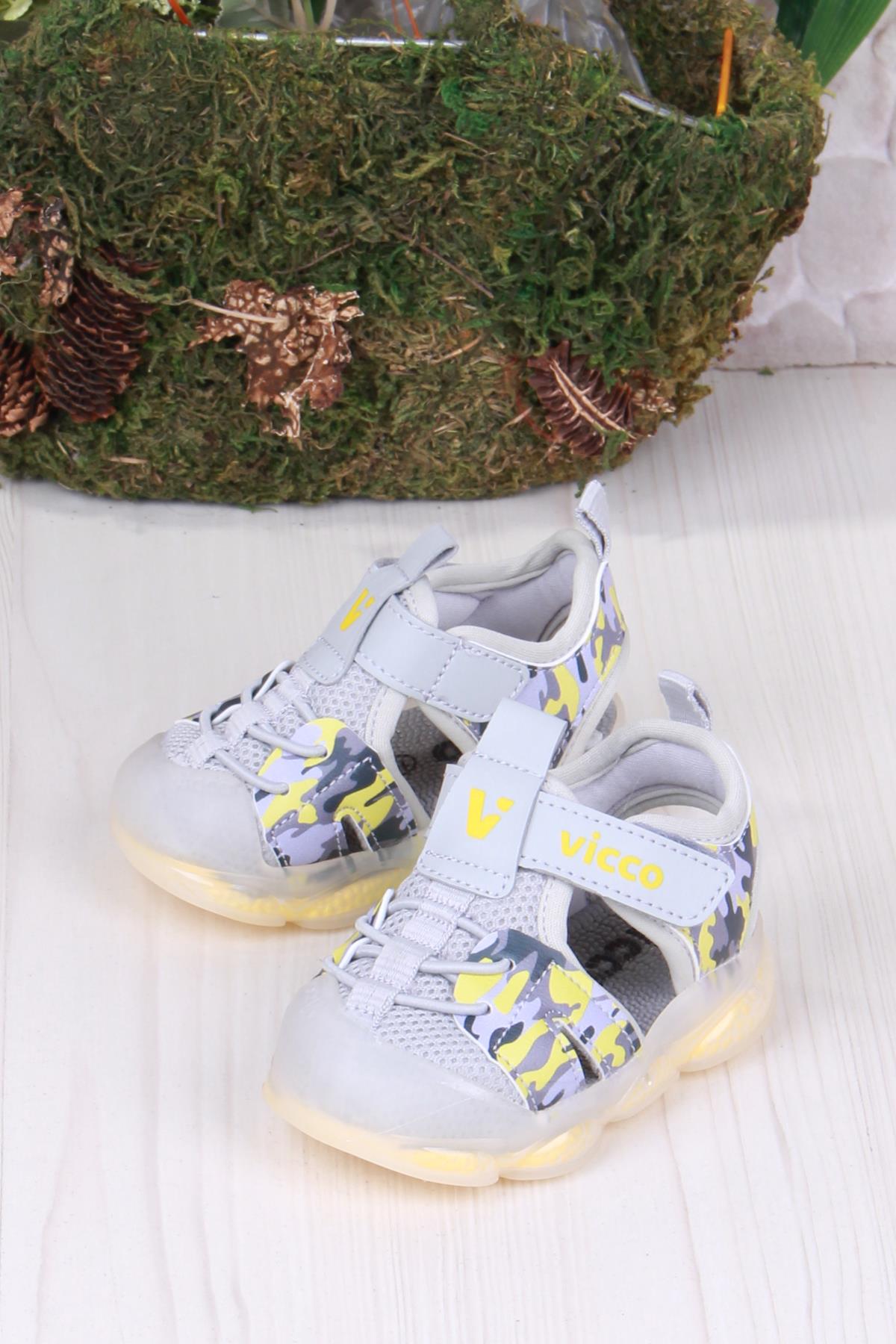 321.E24Y.211 Monrovia Gri Rahat Esnek Işıklı Erkek Çocuk Sandalet - Görsel 4