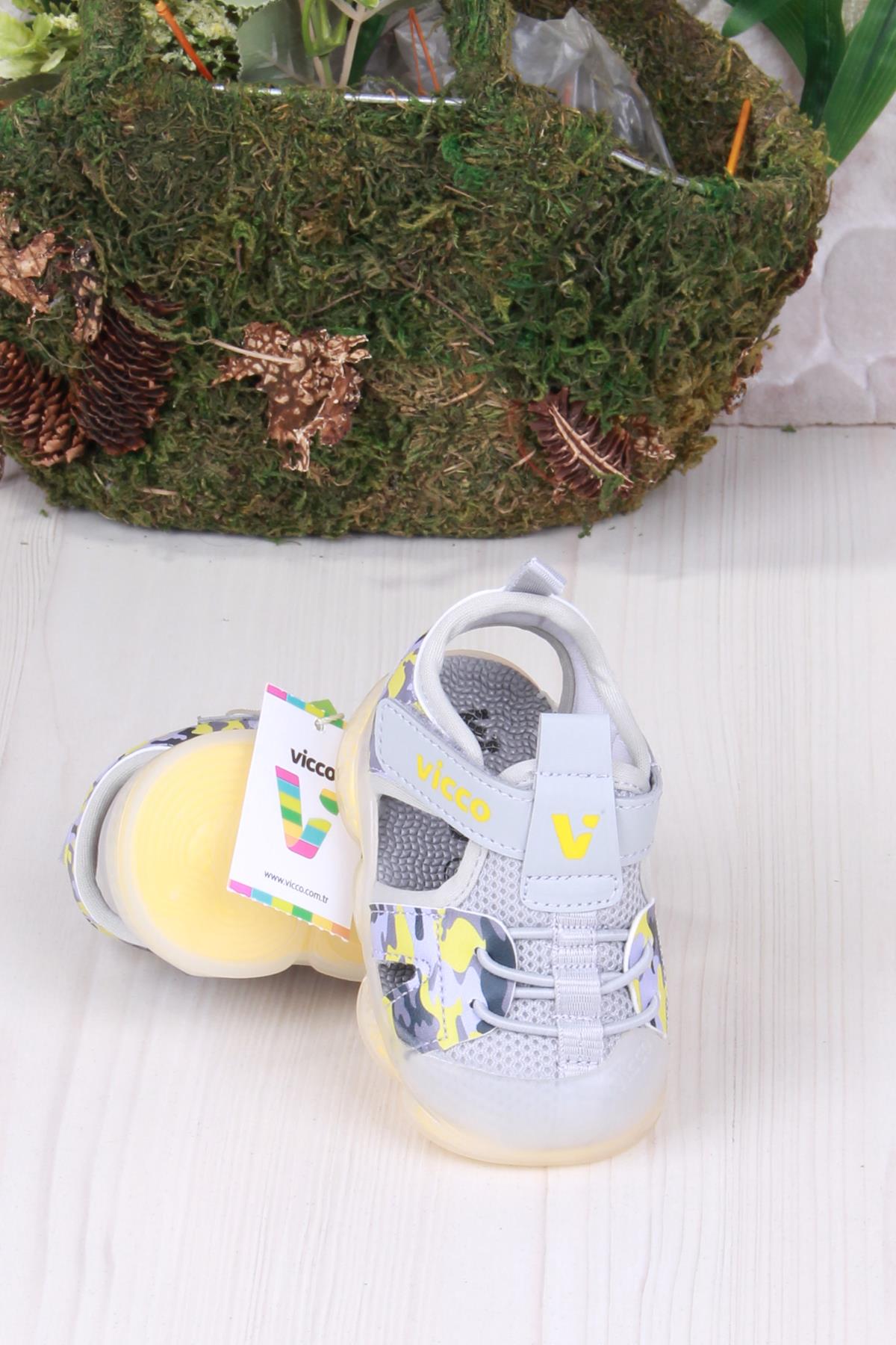 321.E24Y.211 Monrovia Gri Rahat Esnek Işıklı Erkek Çocuk Sandalet - Görsel 5