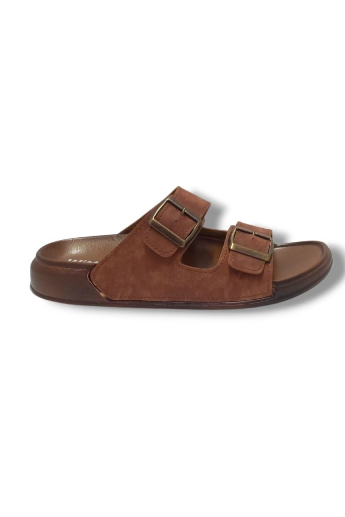54201-25 Deri Çift Bant Anatomik Erkek Terlik - Görsel 2