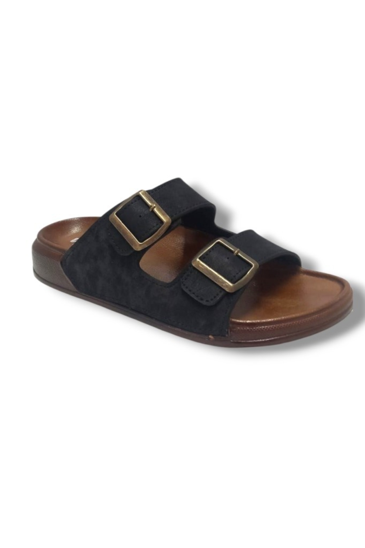 54201-25 Deri Çift Bant Anatomik Erkek Terlik - Görsel 3
