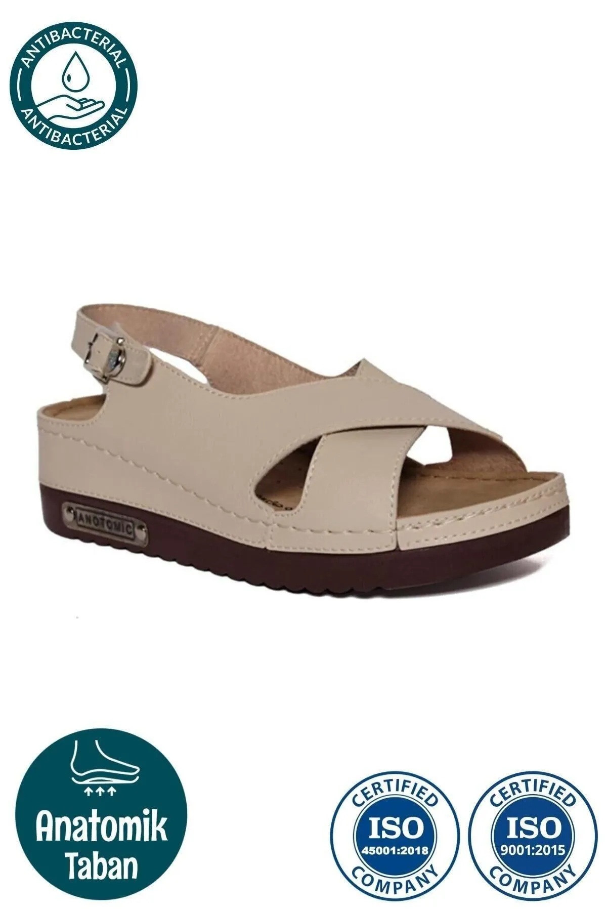 3031 Ortopedik Cırtlı Kısa Topuklu Kadın Sandalet - Görsel 3