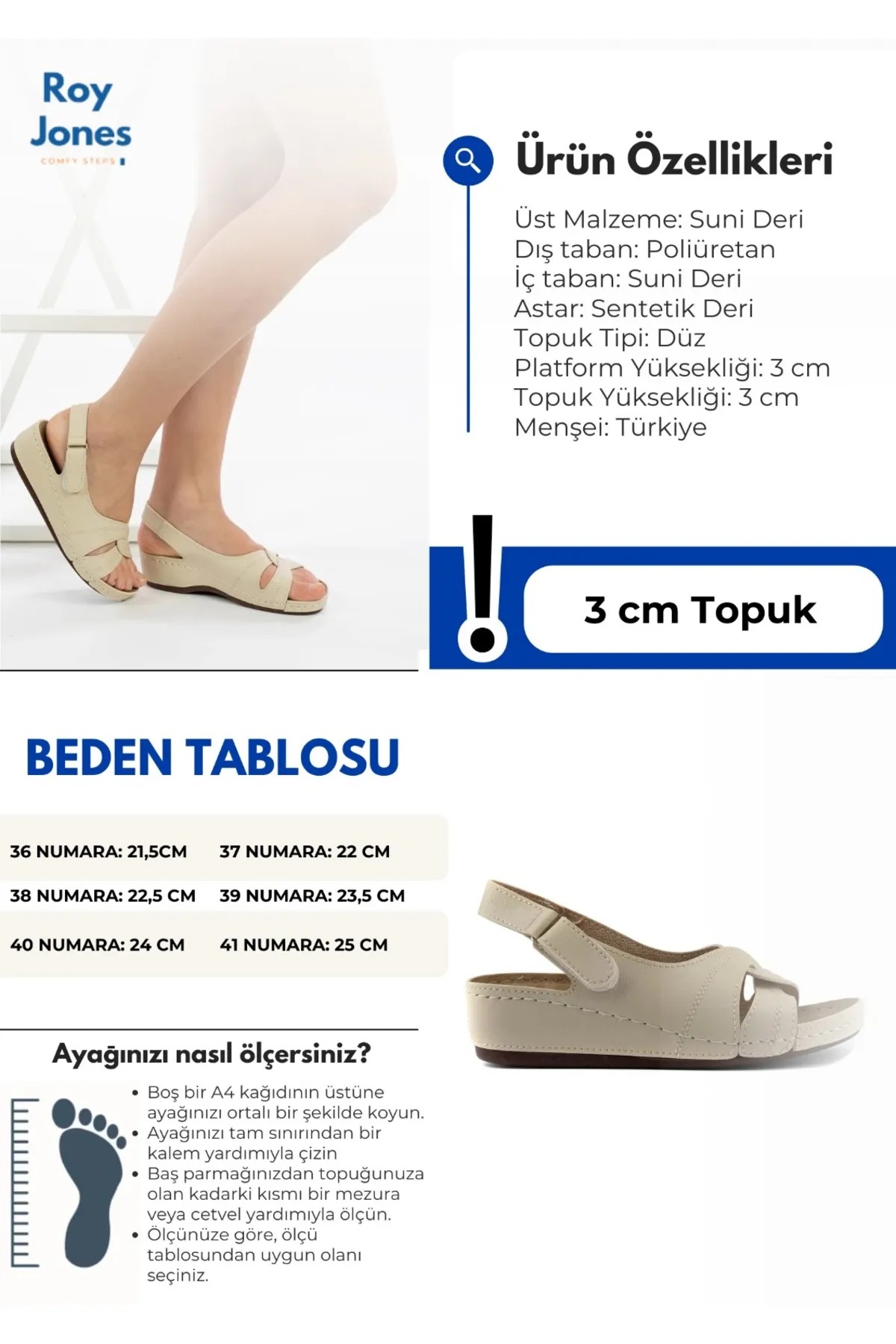 3031 Ortopedik Cırtlı Kısa Topuklu Kadın Sandalet - Görsel 4