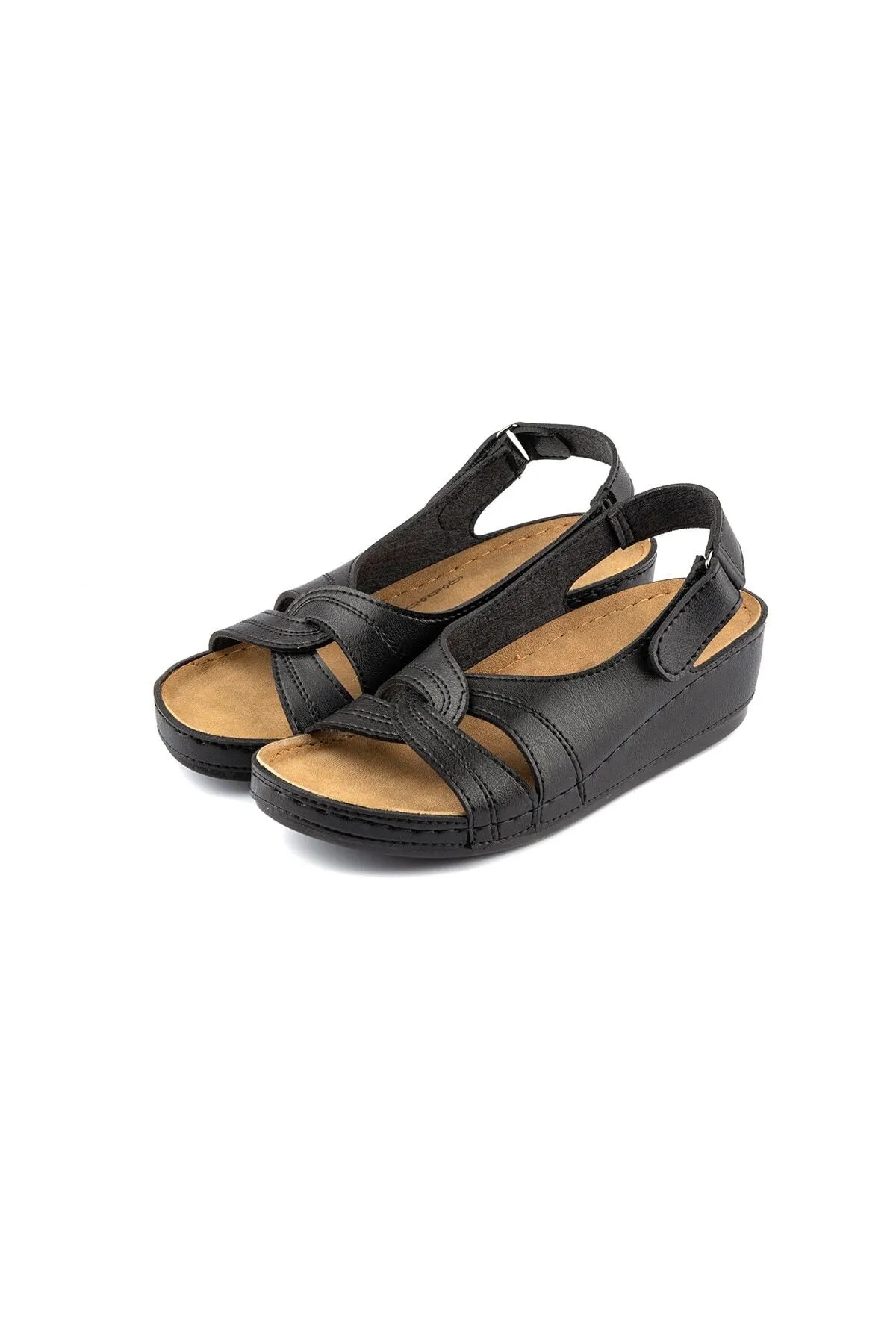 1817 Ortopedik Cırtlı Topuklu Plaj Kadın Sandalet - Görsel 3
