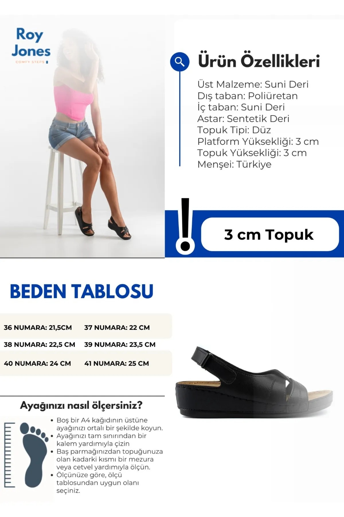 1817 Ortopedik Cırtlı Topuklu Plaj Kadın Sandalet - Görsel 4