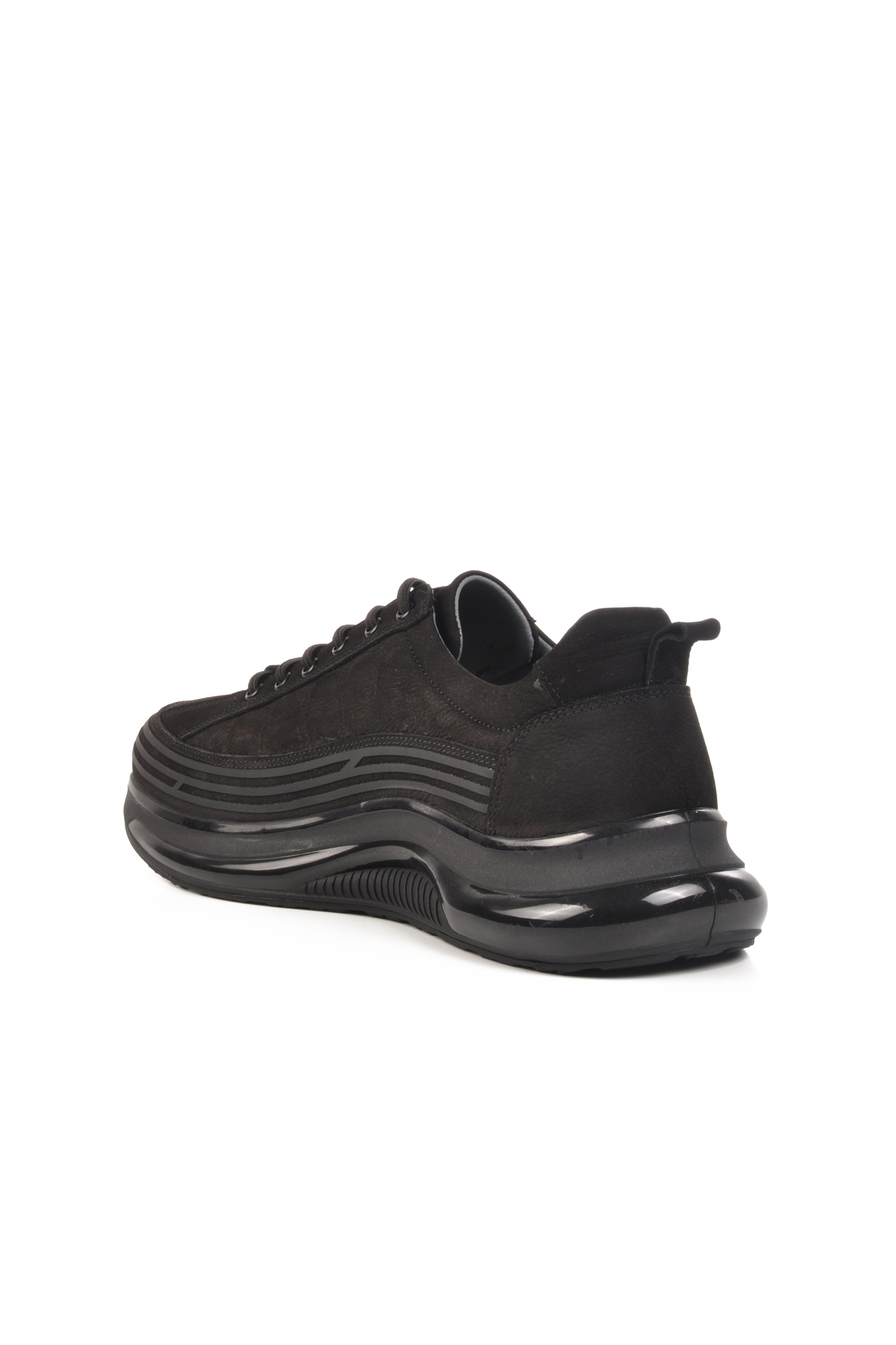 Siyah Nubuk Hakiki Deri Erkek Sneaker 1004 M - Görsel 5