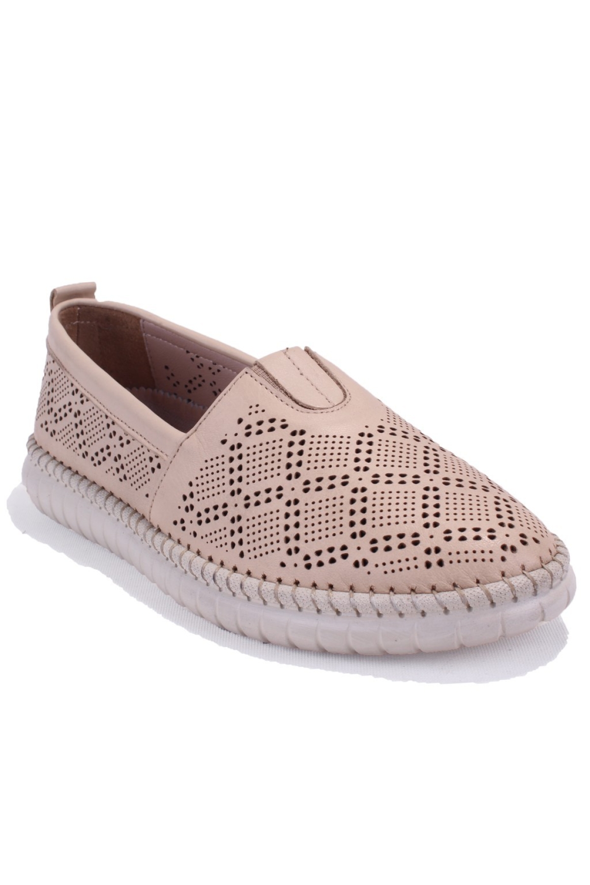 DZA07-1236031 Bej Ortopedik Günlük Deri Kadın Ayakkabı - Görsel 2