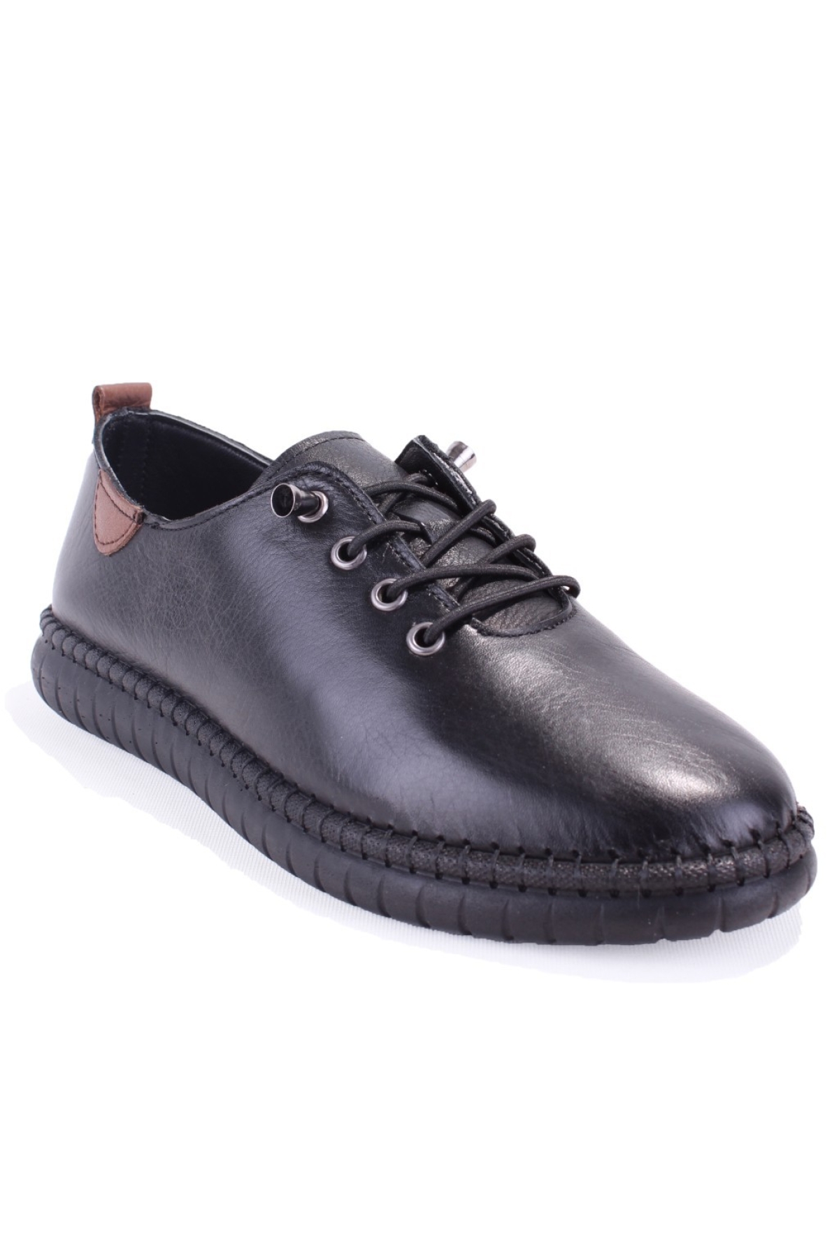 DZA07-1236035 Siyah Ortopedik Günlük Deri Kadın Ayakkabı - Görsel 2