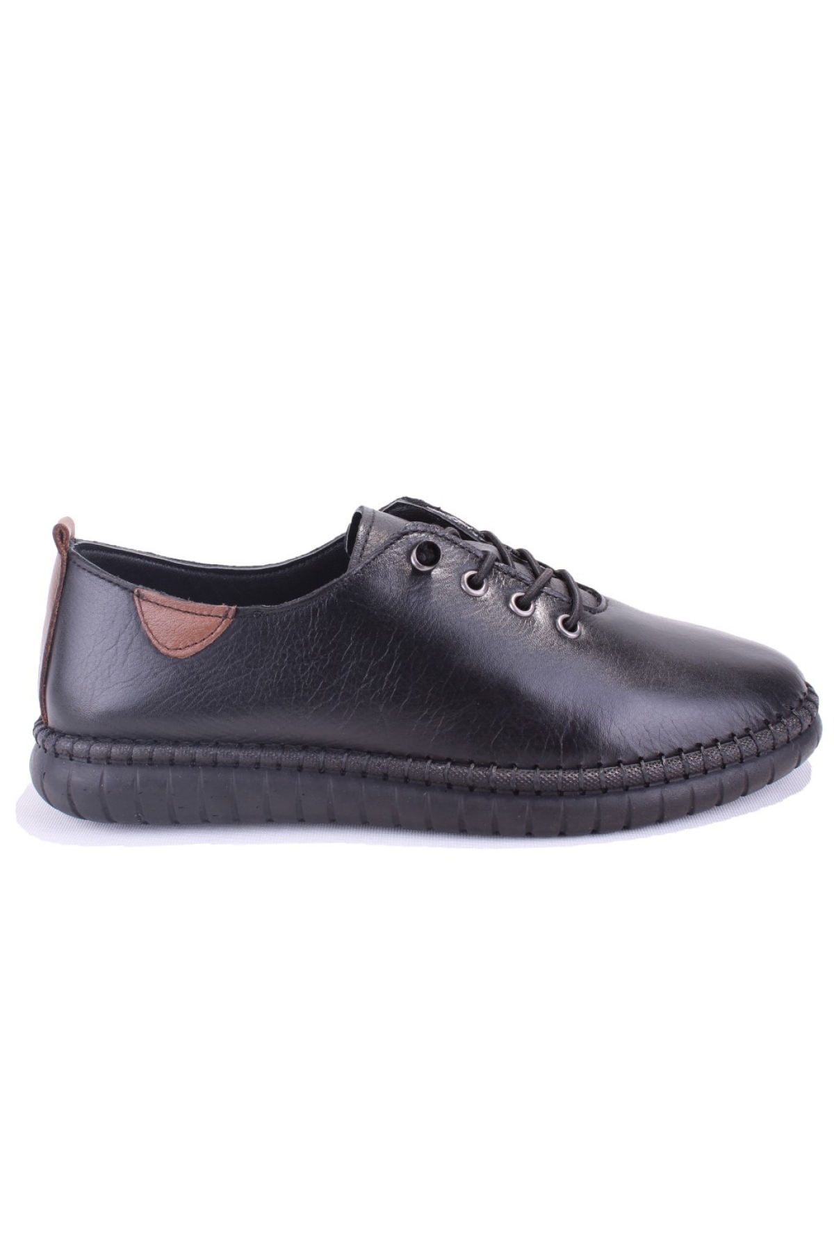 DZA07-1236035 Siyah Ortopedik Günlük Deri Kadın Ayakkabı - Görsel 3