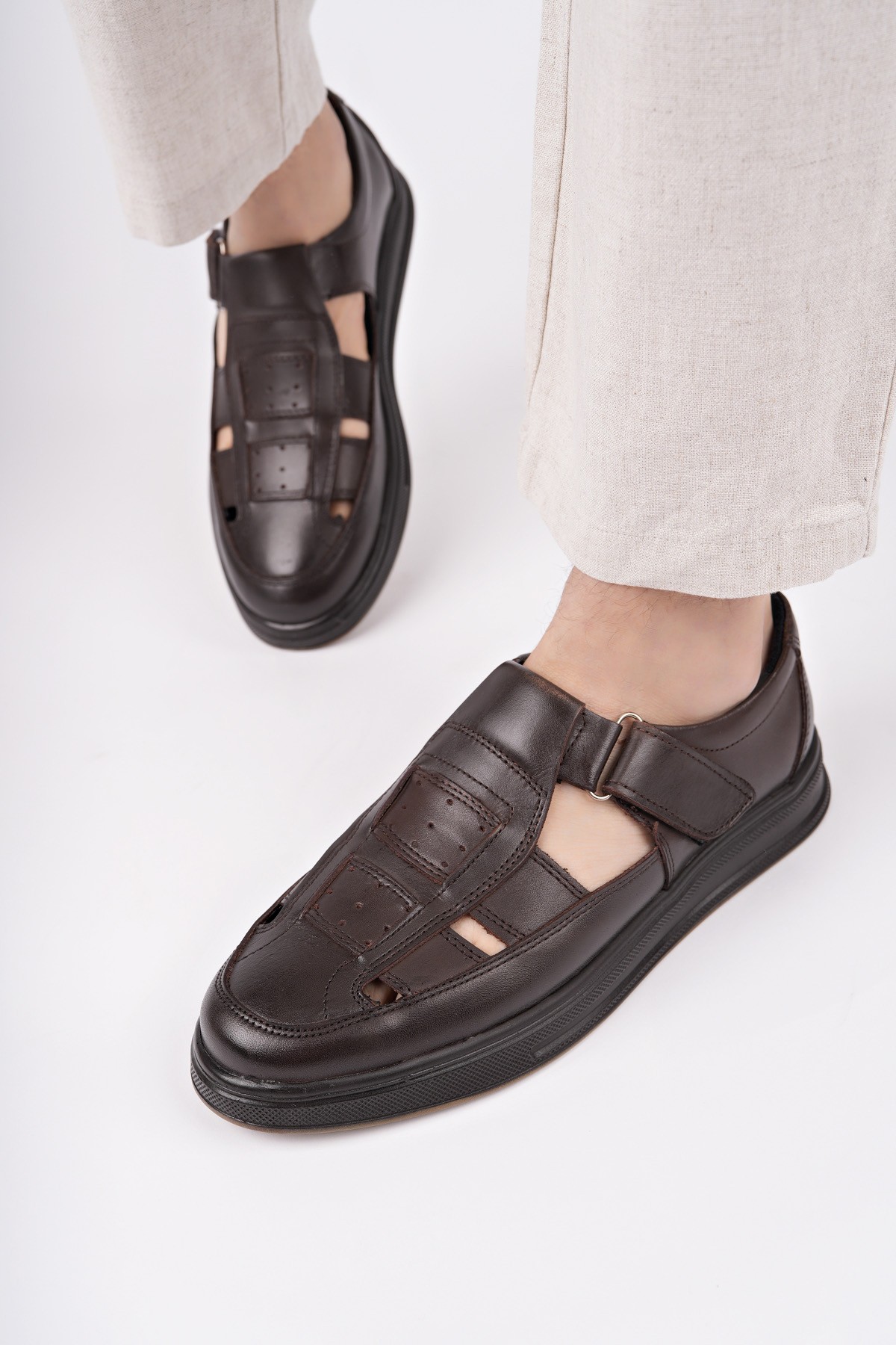 Oliver Garantili Erkek Günlük Klasik Hakiki Deri Rahat Ortopedik Sandalet - Görsel 6