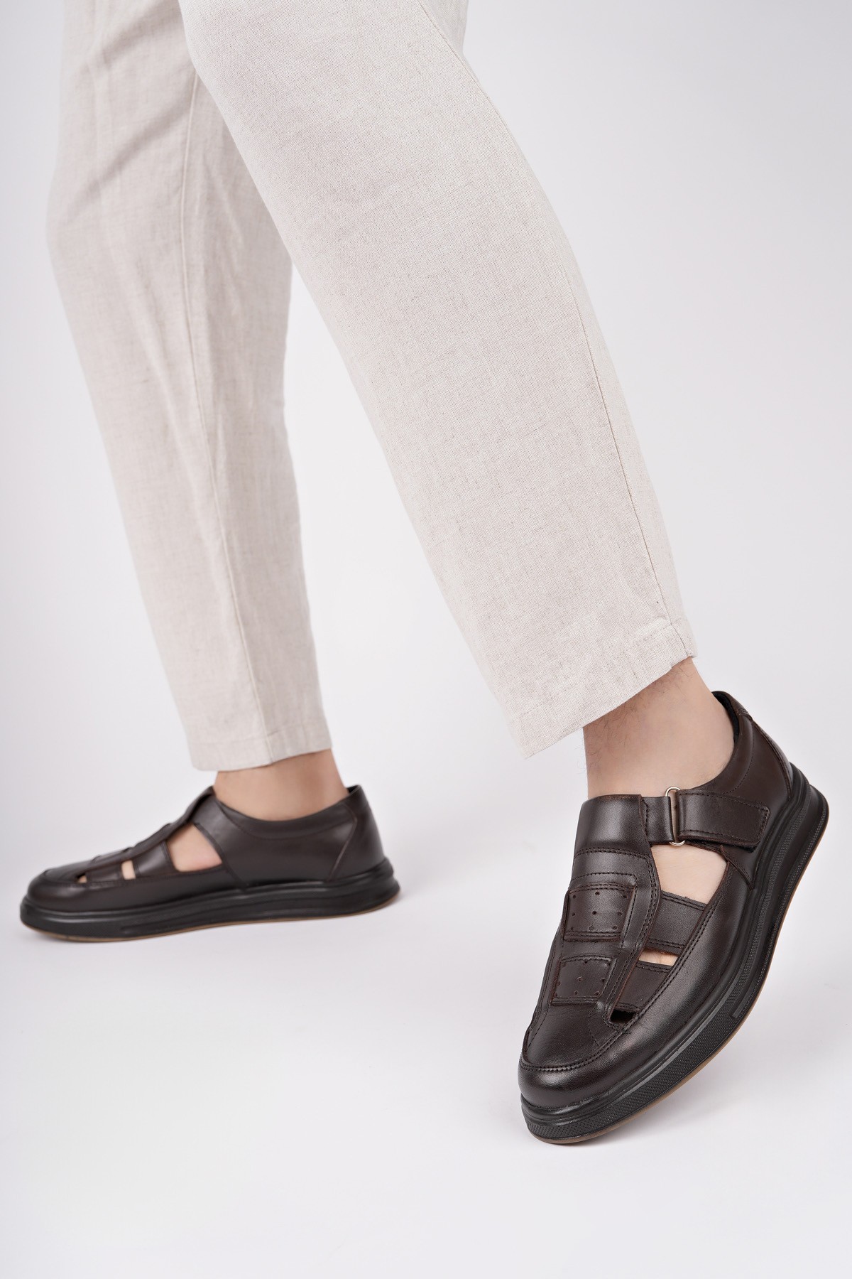 Oliver Garantili Erkek Günlük Klasik Hakiki Deri Rahat Ortopedik Sandalet - Görsel 7