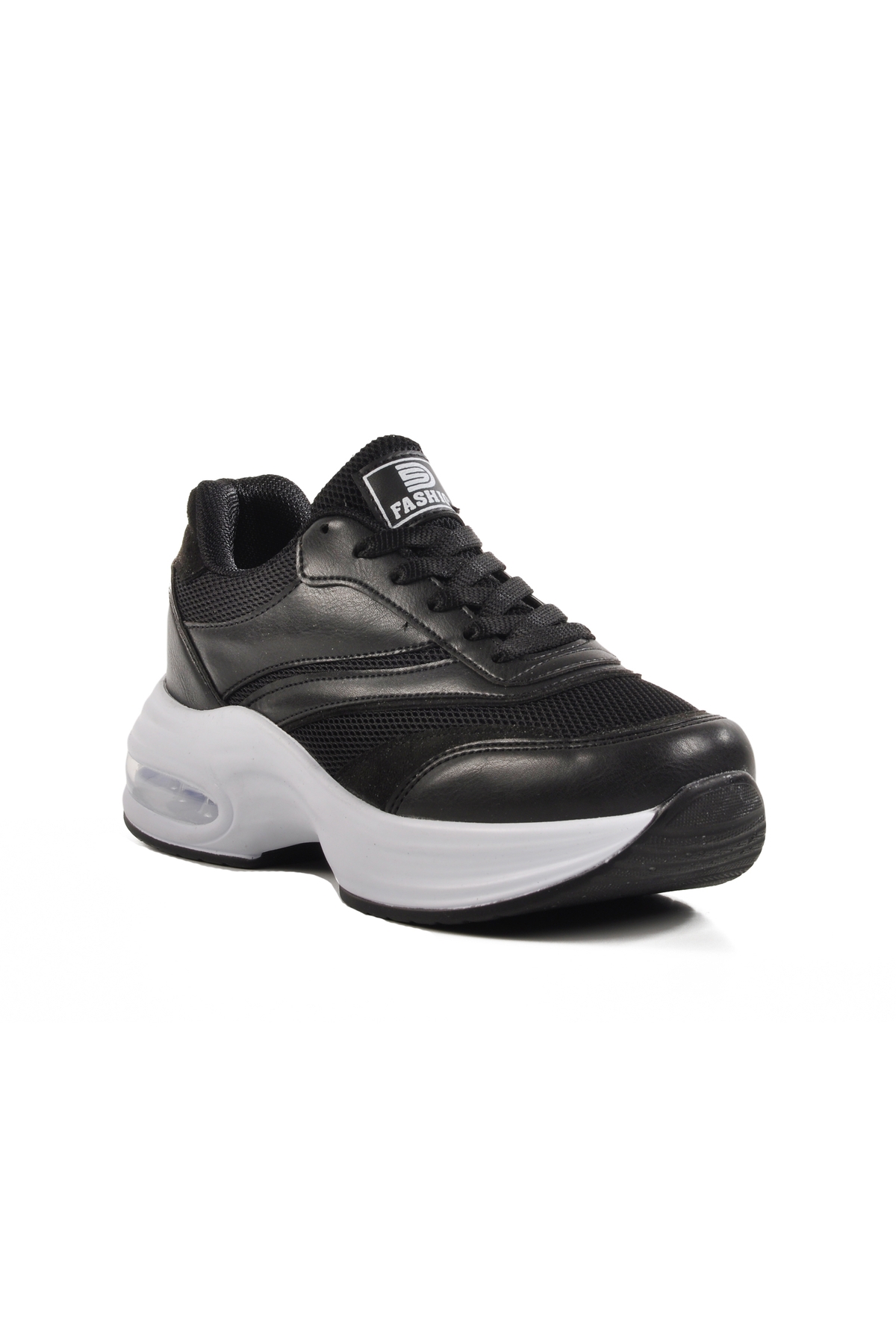 Aspor Siyah Beyaz Fileli Hafif Air Taban Kadın Spor Ayakkabı - Görsel 4