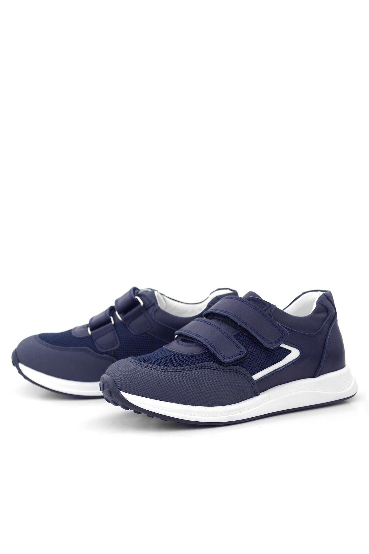 Hakiki Deri Lacivert Cırt Cırtlı Erkek Çocuk Günlük Spor Ayakkabı - Görsel 6