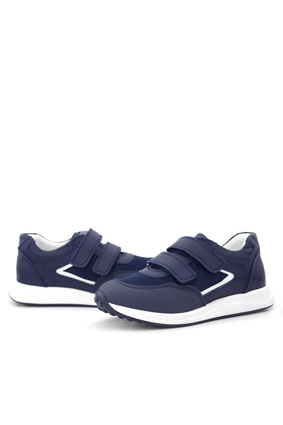 Hakiki Deri Lacivert Cırt Cırtlı Erkek Çocuk Günlük Spor Ayakkabı - Görsel 8