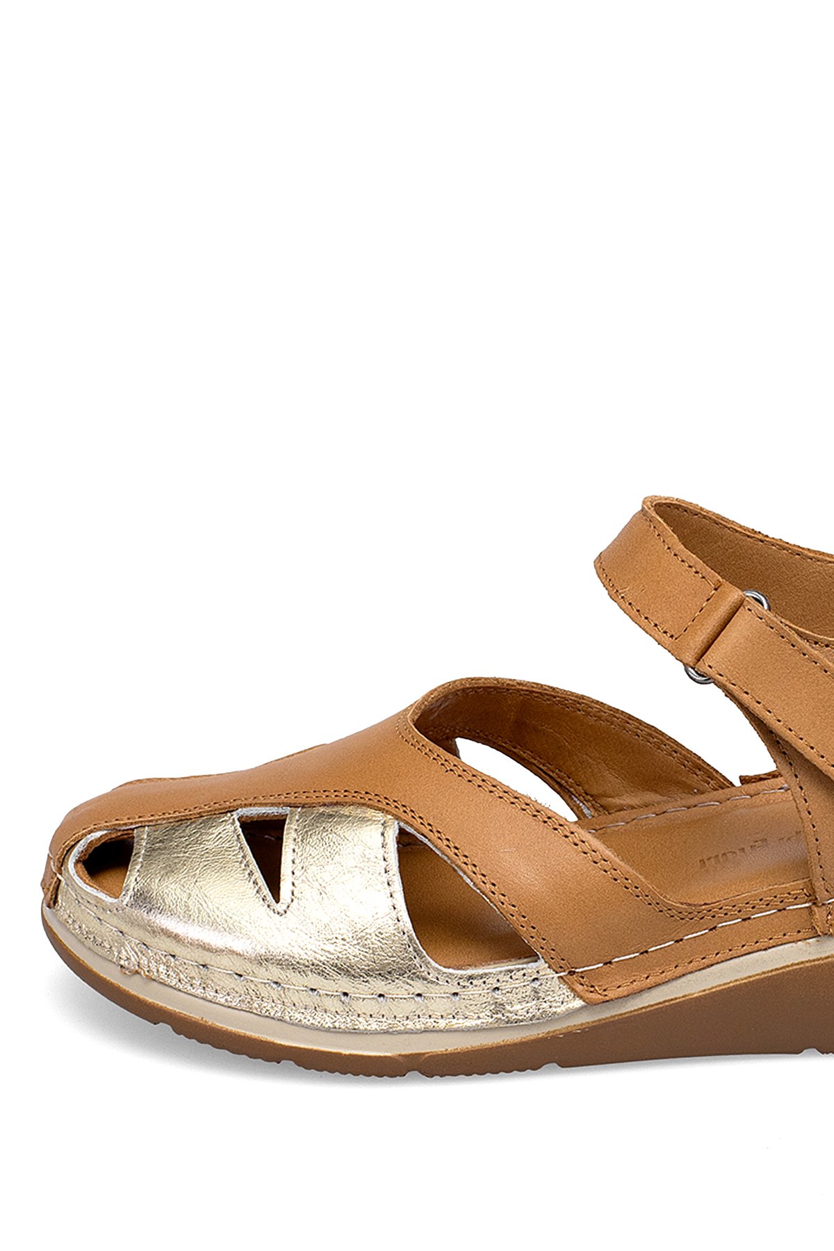Elit RhmM-01 Kadın Hakiki Deri Ortopedik Düz Sandalet Taba - Görsel 8