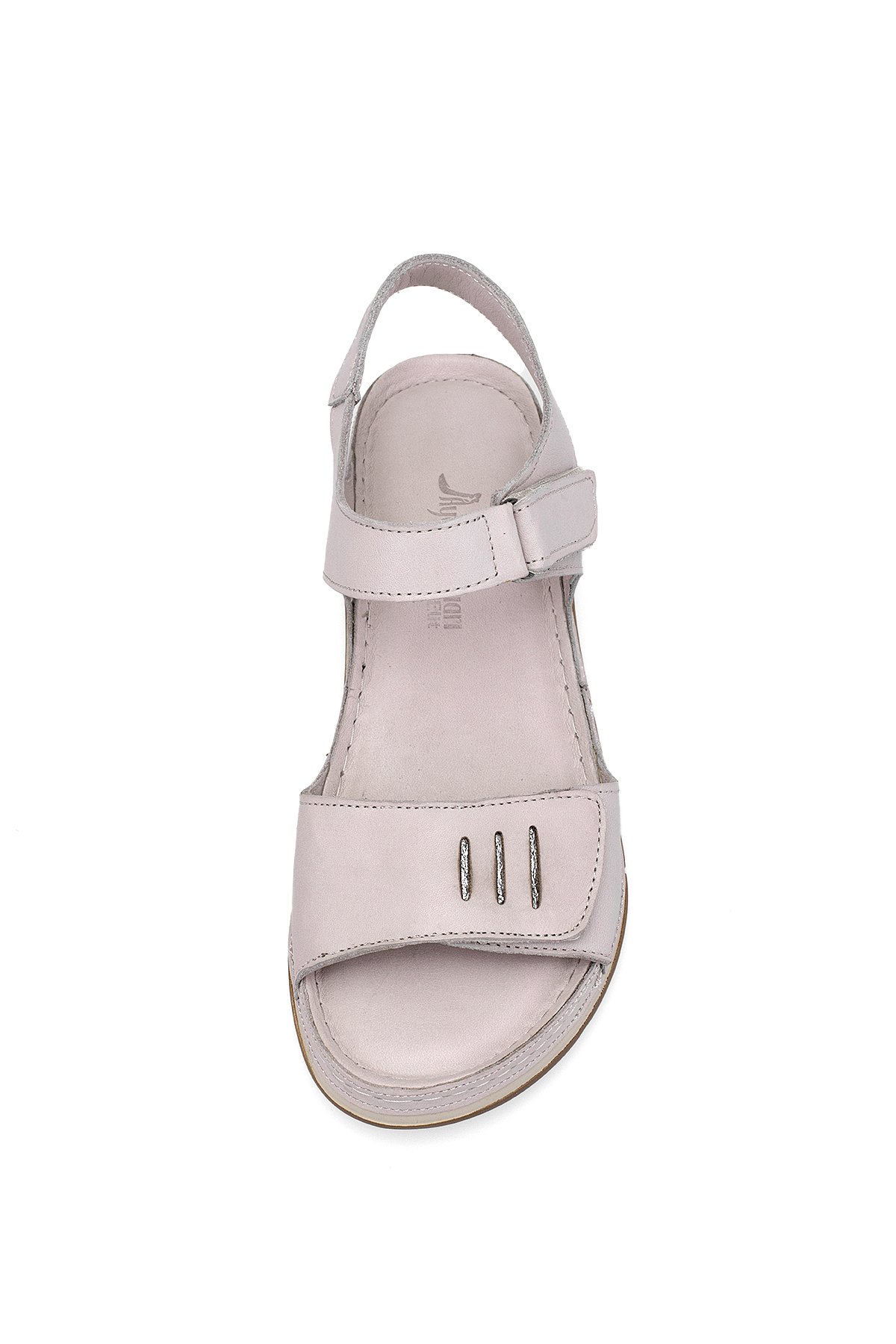 Elit RhmM-22 Kadın Hakiki Deri Ortopedik Düz Sandalet Gri - Görsel 7