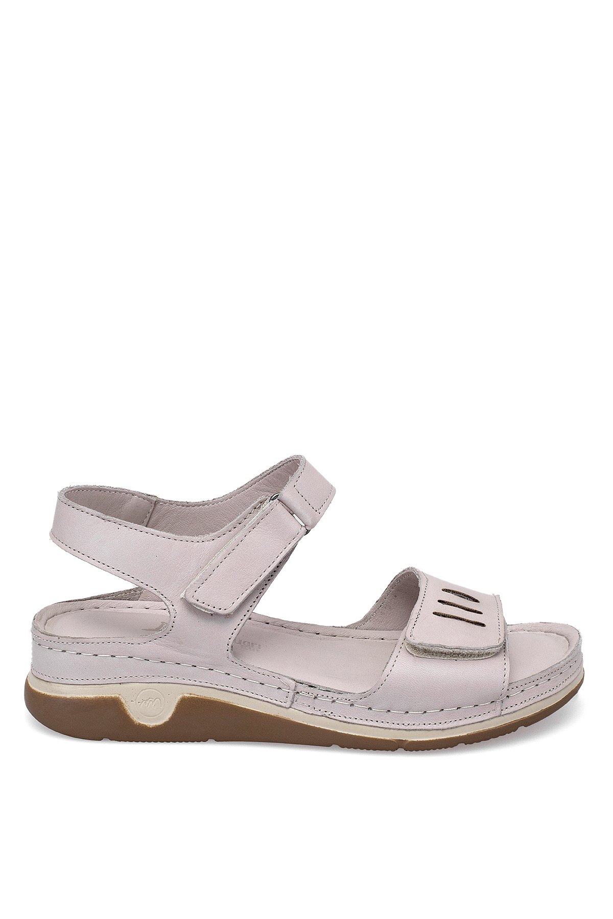 Elit RhmM-22 Kadın Hakiki Deri Ortopedik Düz Sandalet Gri - Görsel 8