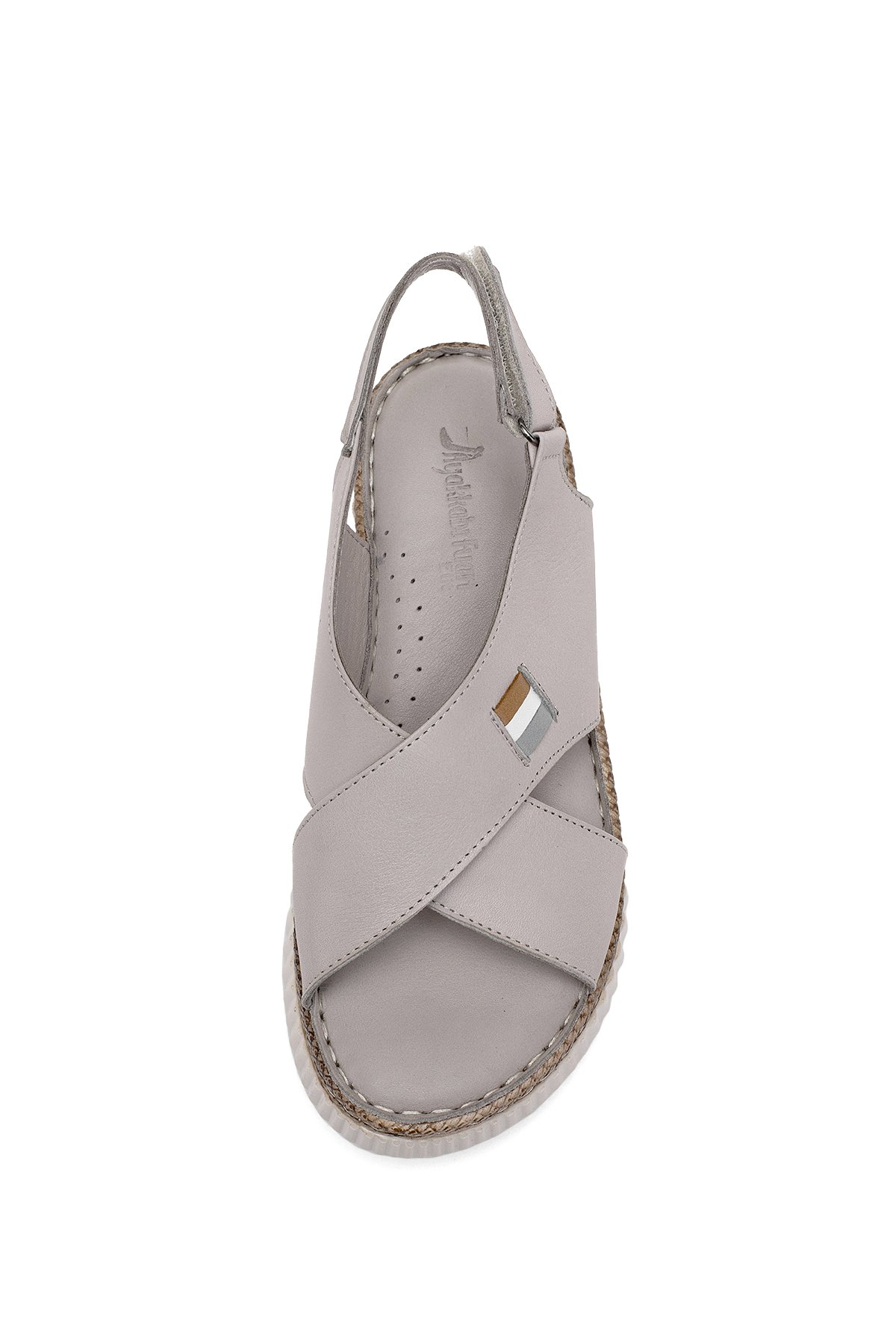 Elit Rhm408 Kadın Hakiki Deri Ortopedik Düz Sandalet Gri - Görsel 6