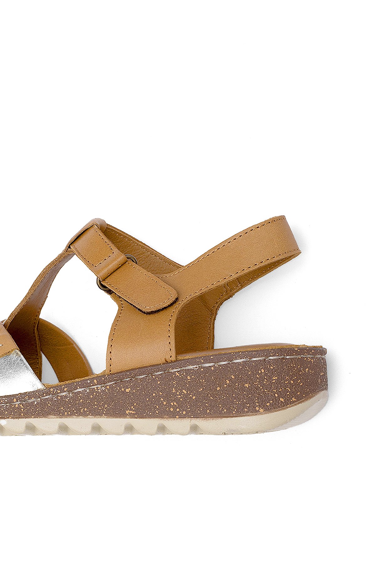 Elit Rhm207 Kadın Hakiki Deri Ortopedik Düz Sandalet Taba - Görsel 7