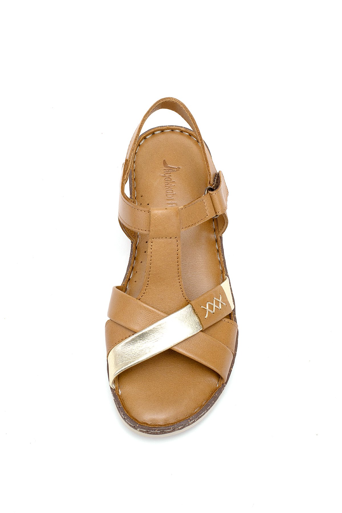 Elit Rhm207 Kadın Hakiki Deri Ortopedik Düz Sandalet Taba - Görsel 8