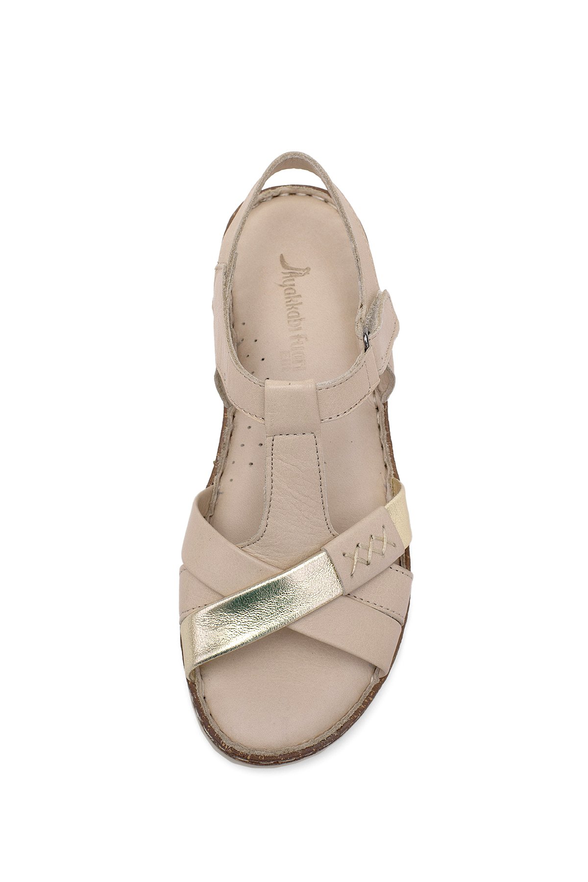 Elit Rhm207 Kadın Hakiki Deri Ortopedik Düz Sandalet Bej - Görsel 7