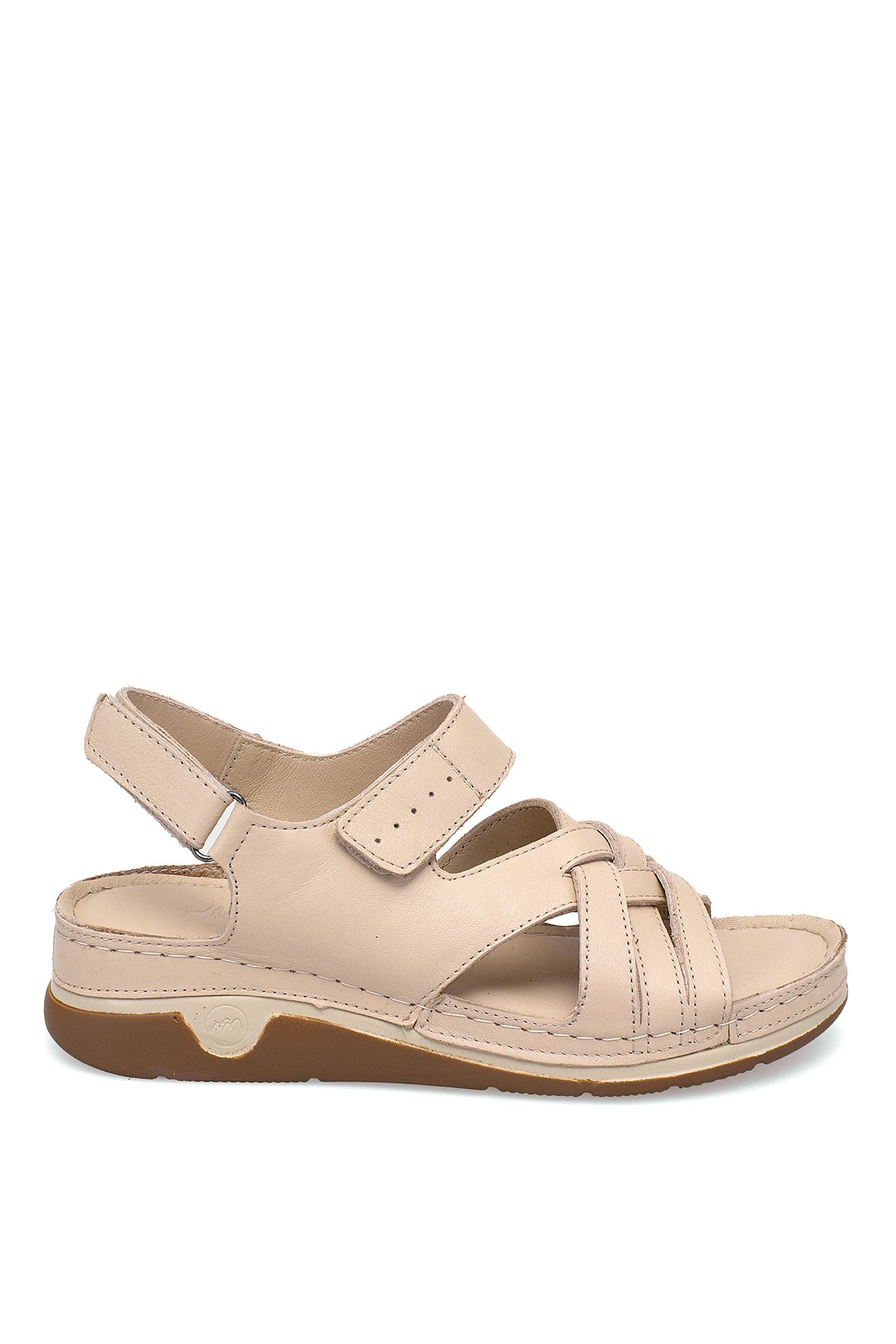 Elit RhmM-04 Kadın Hakiki Deri Ortopedik Düz Sandalet Bej - Görsel 8
