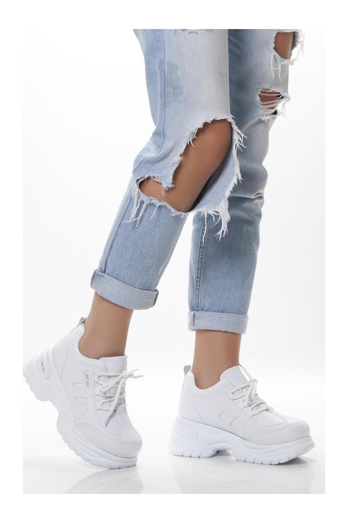 Mp 251-305Zn Beyaz Kalın Taban Kadın Sneaker Spor Ayakkabı - Görsel 2