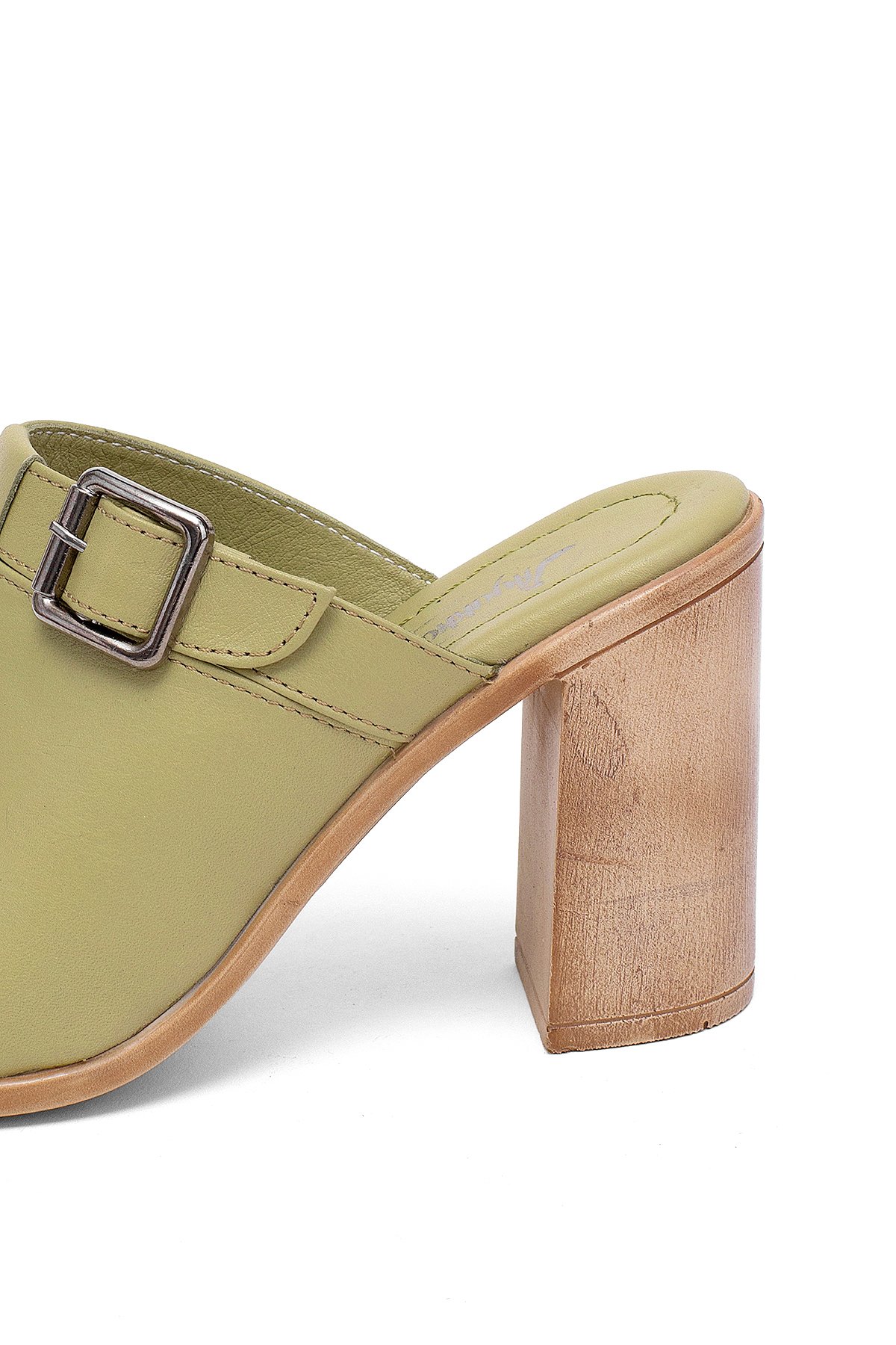 Elit Koc17-03 Kadın Hakiki Deri Topuklu Terlik Yeşil - Görsel 8