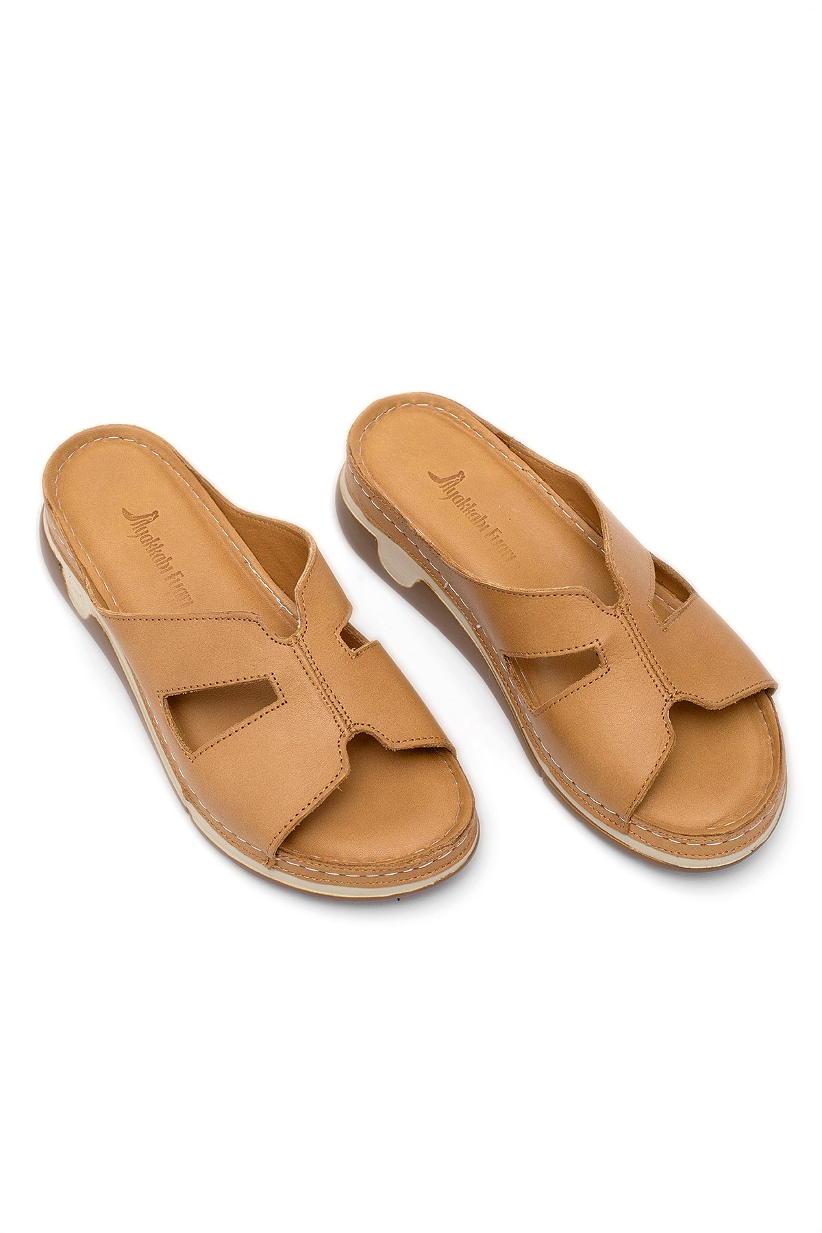 Elit RhmM-23 Kadın Hakiki Deri Ortopedik Düz Terlik Taba - Görsel 3