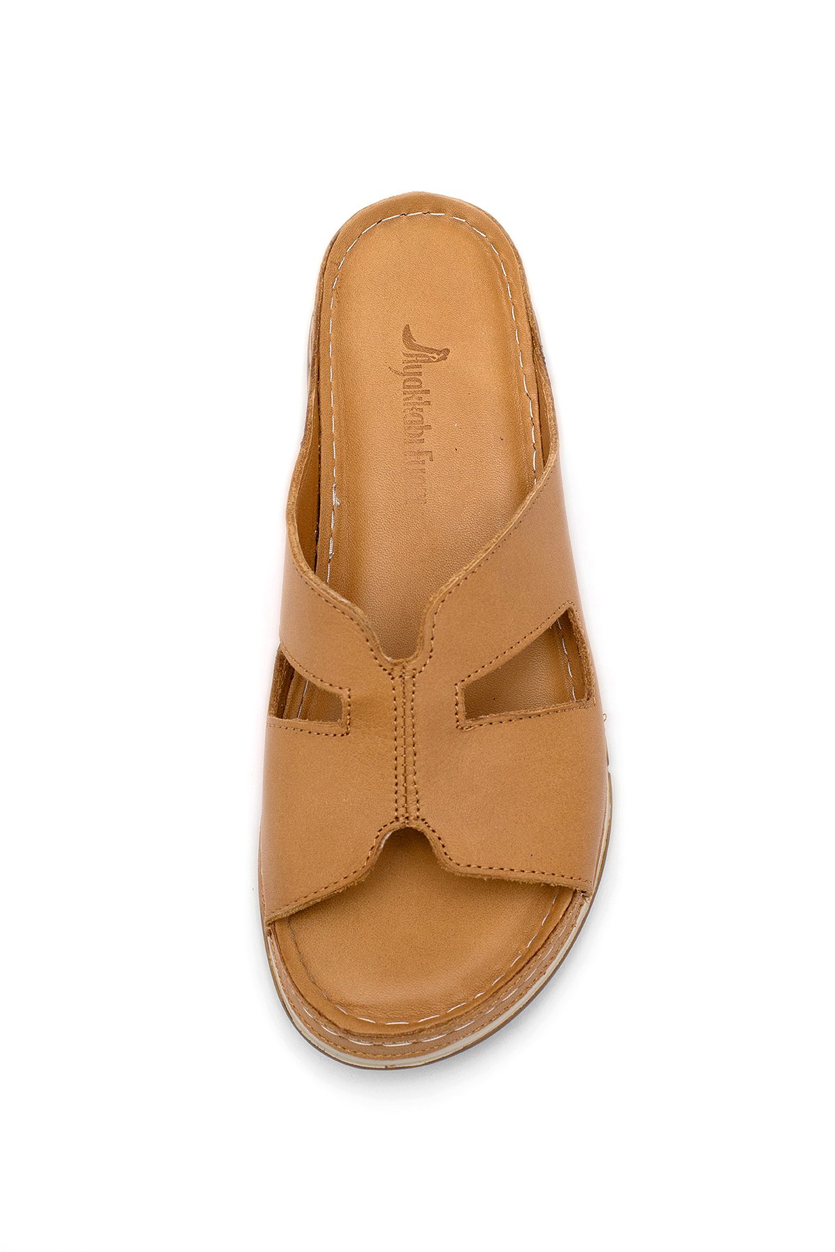 Elit RhmM-23 Kadın Hakiki Deri Ortopedik Düz Terlik Taba - Görsel 7