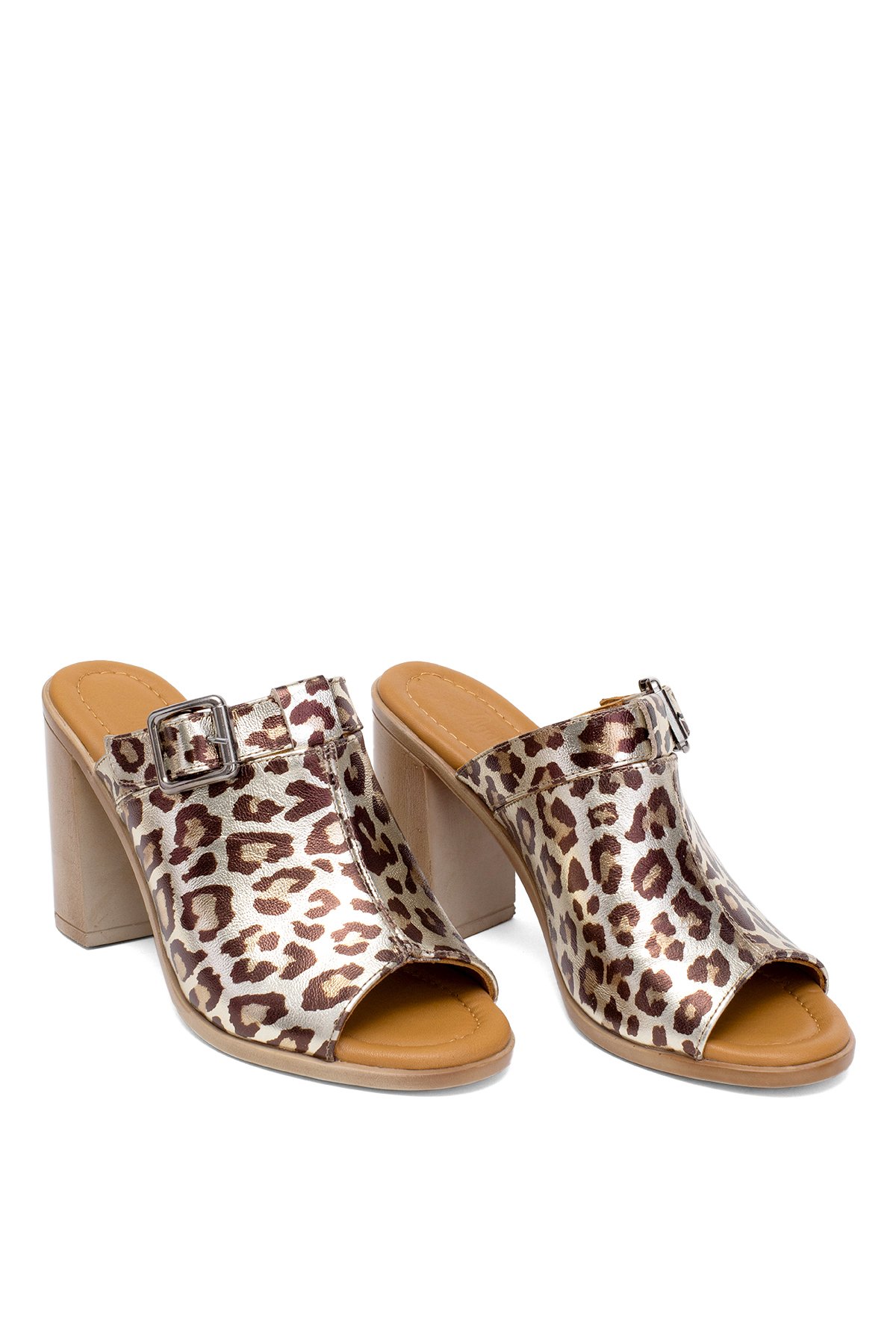 Elit Koc17-03 Kadın Hakiki Deri Topuklu Terlik Leopar - Görsel 2