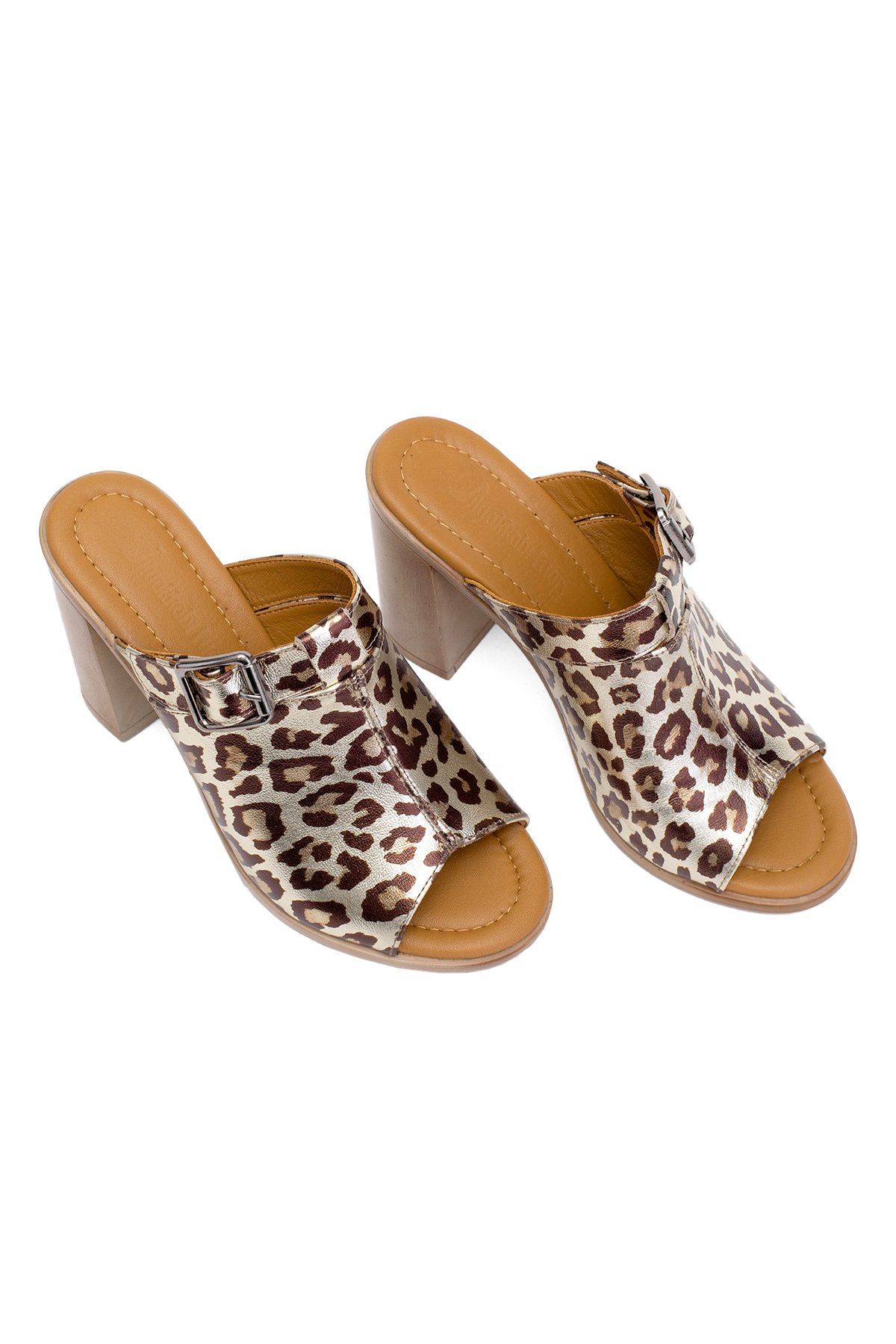 Elit Koc17-03 Kadın Hakiki Deri Topuklu Terlik Leopar - Görsel 3