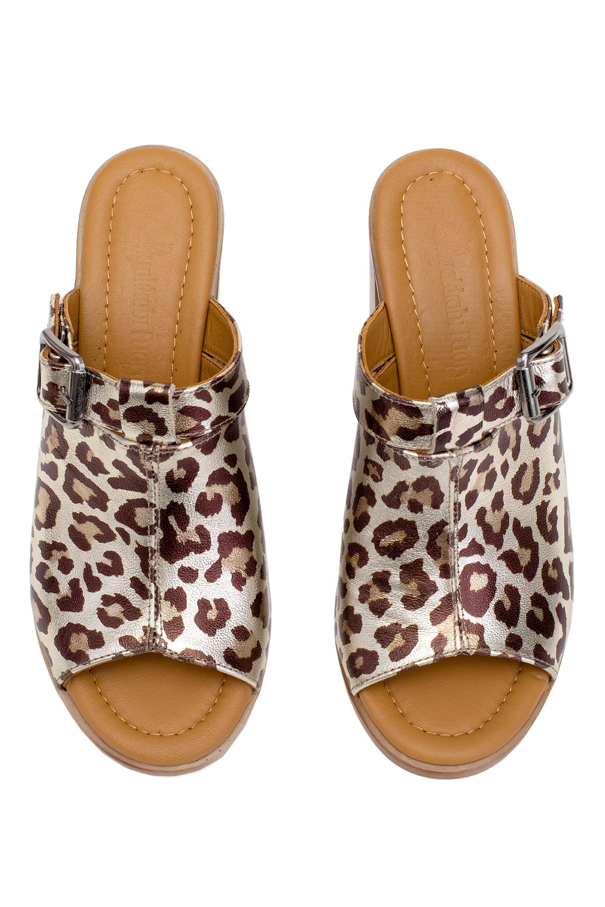 Elit Koc17-03 Kadın Hakiki Deri Topuklu Terlik Leopar - Görsel 4