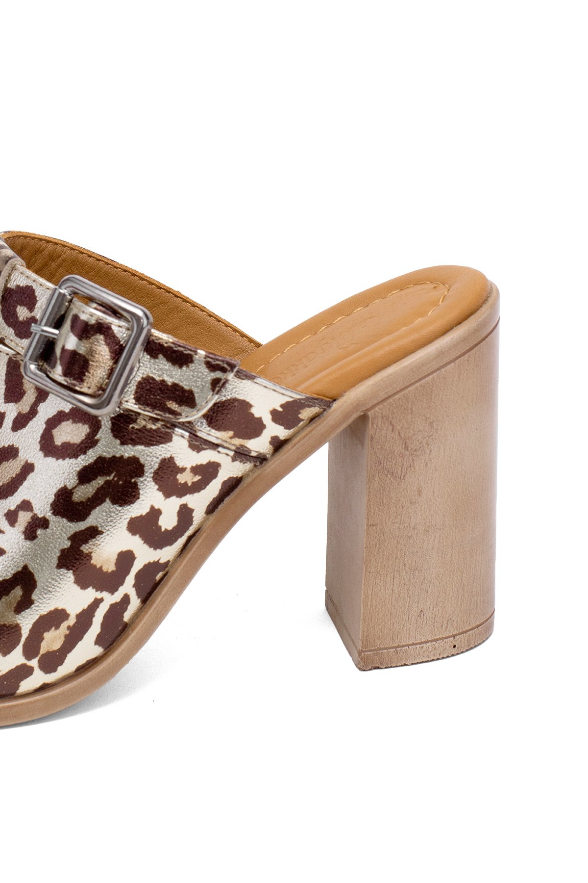 Elit Koc17-03 Kadın Hakiki Deri Topuklu Terlik Leopar - Görsel 8