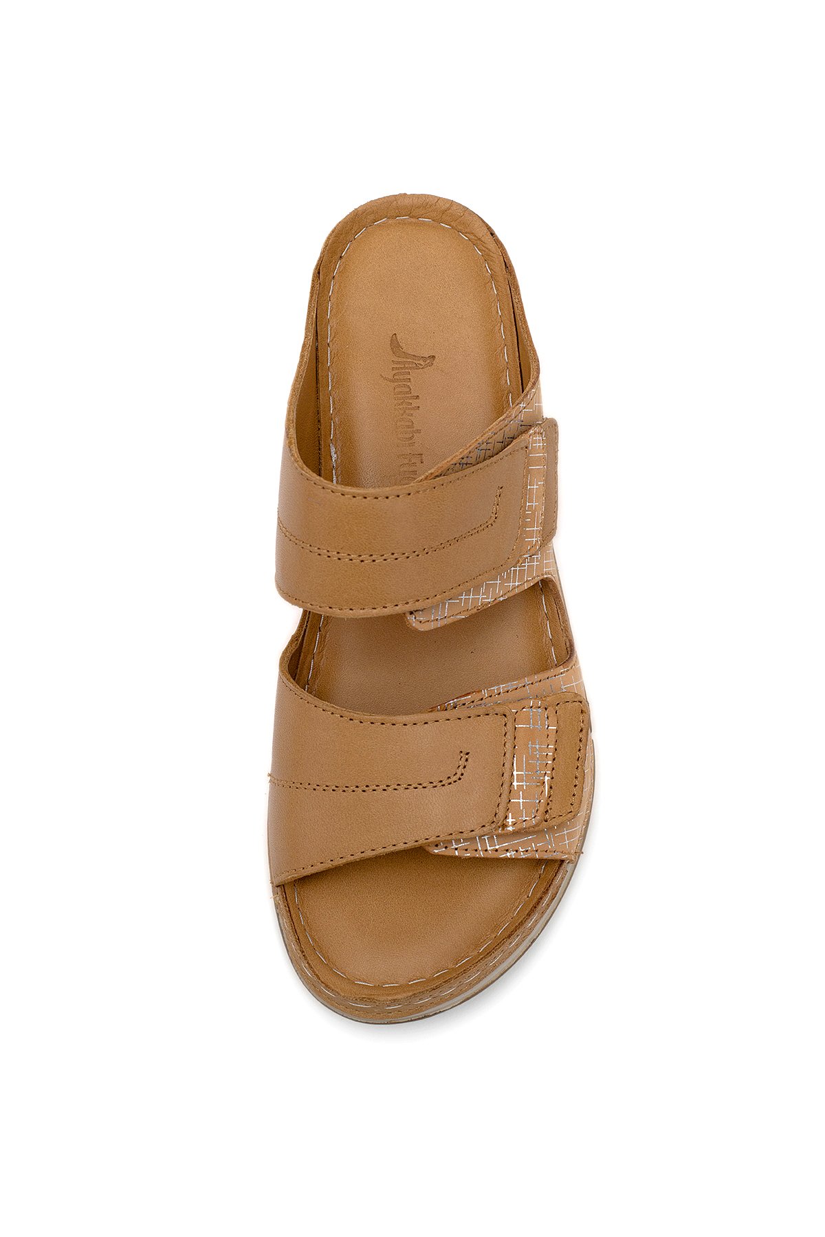 Elit RhmM-17 Kadın Hakiki Deri Ortopedik Düz Terlik Taba - Görsel 7