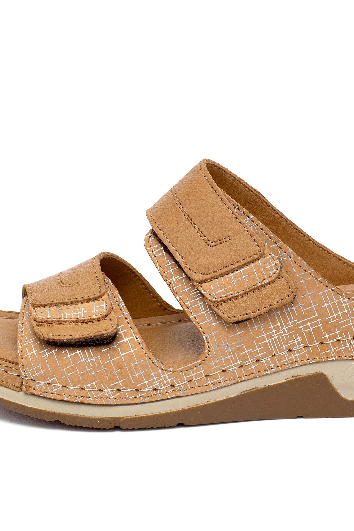 Elit RhmM-17 Kadın Hakiki Deri Ortopedik Düz Terlik Taba - Görsel 8