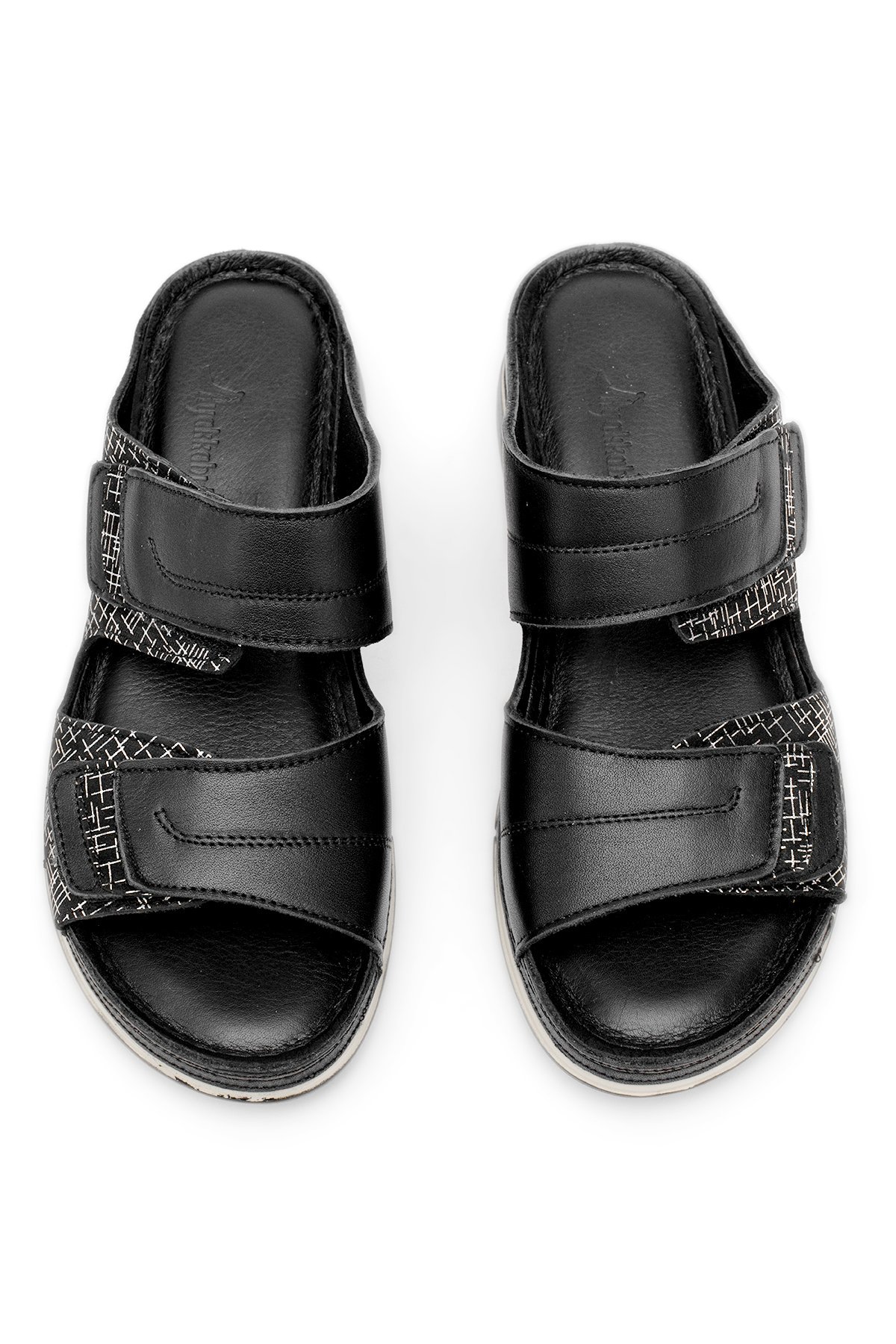 Elit RhmM-17 Kadın Hakiki Deri Ortopedik Düz Terlik Siyah - Görsel 4