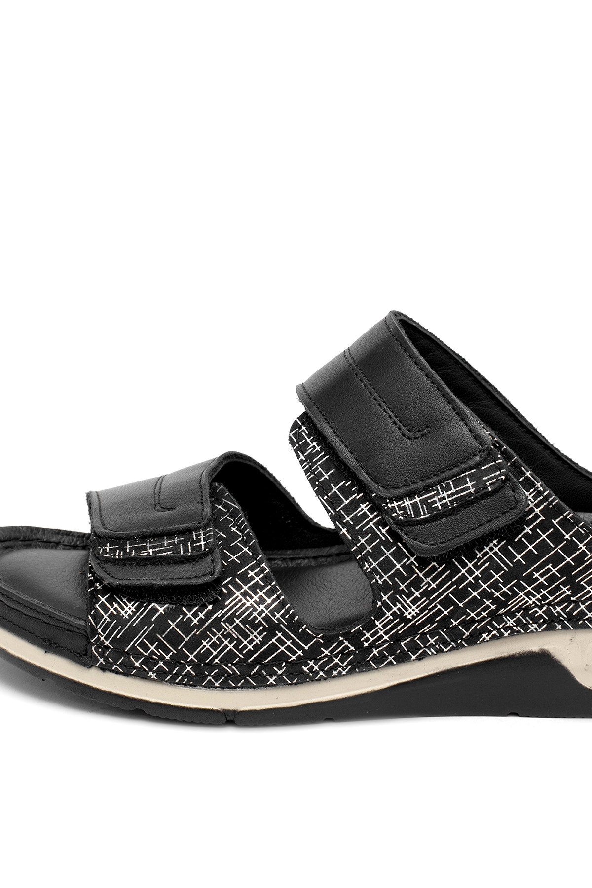 Elit RhmM-17 Kadın Hakiki Deri Ortopedik Düz Terlik Siyah - Görsel 8