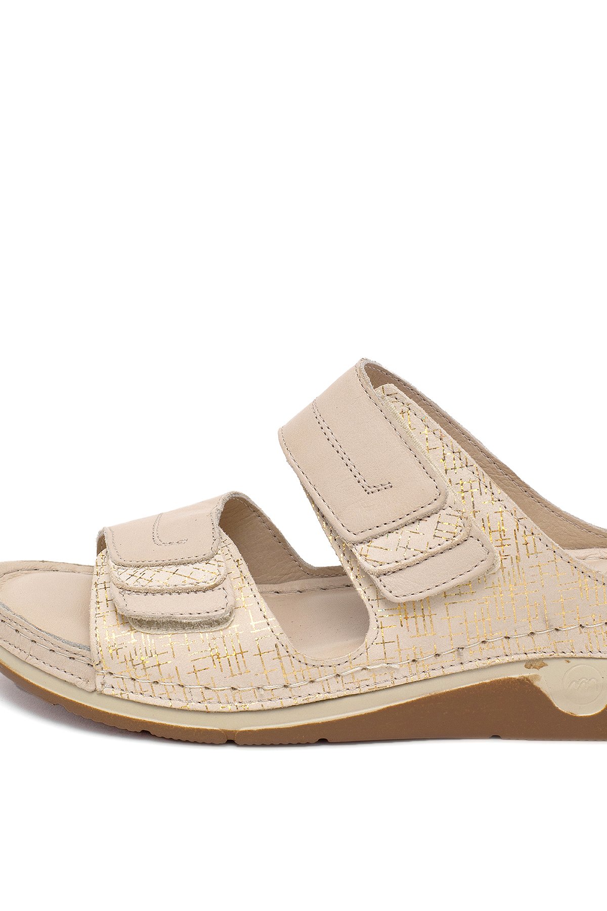 Elit RhmM-17 Kadın Hakiki Deri Ortopedik Düz Terlik Bej - Görsel 8