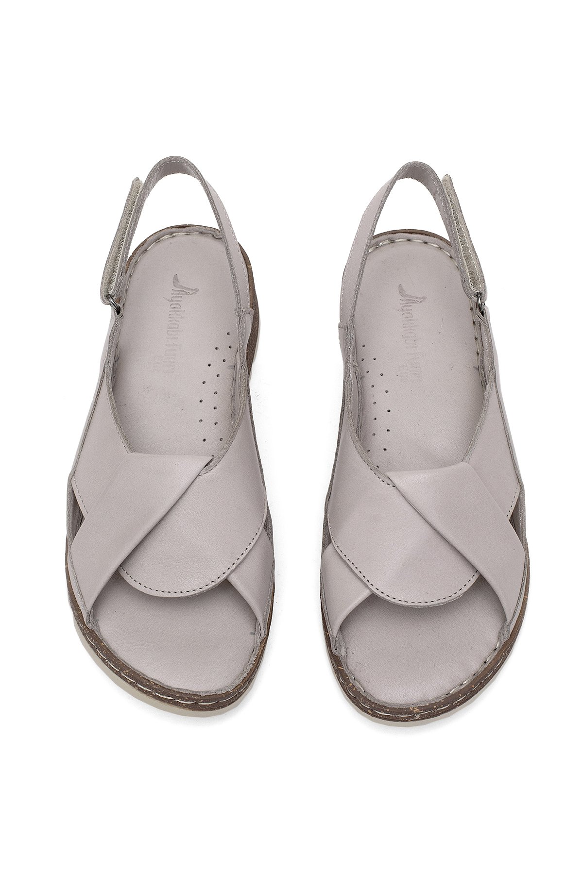 Elit Rhm018 Kadın Hakiki Deri Ortopedik Düz Sandalet Gri - Görsel 4