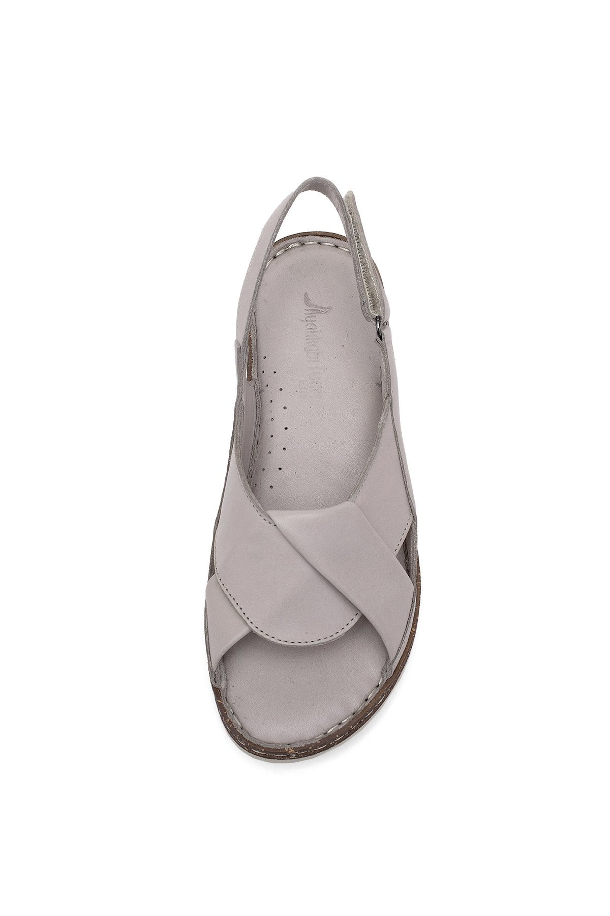 Elit Rhm018 Kadın Hakiki Deri Ortopedik Düz Sandalet Gri - Görsel 7