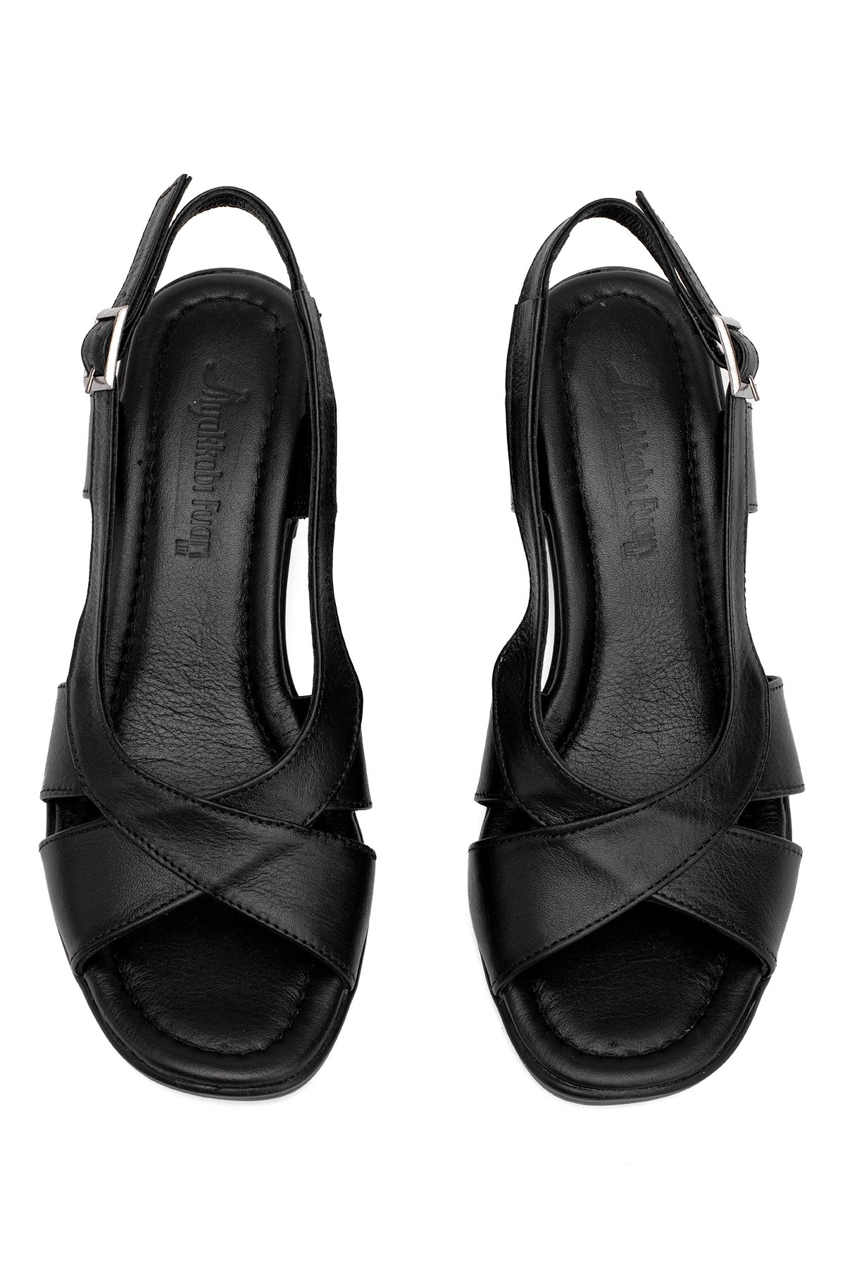 Elit Koc15-06 Kadın Hakiki Deri Topuklu Sandalet Siyah - Görsel 4